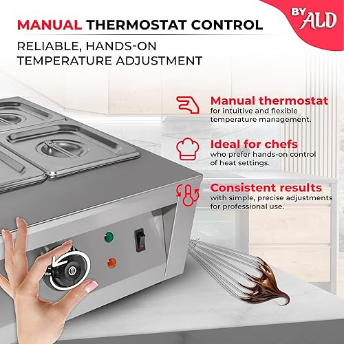 Miniatura 4 de ALDKitchen Olla para derretir chocolate  Derretidor de chocolate con control manual para uso doméstico o panadería  4 tanques para 18 libras (17.6