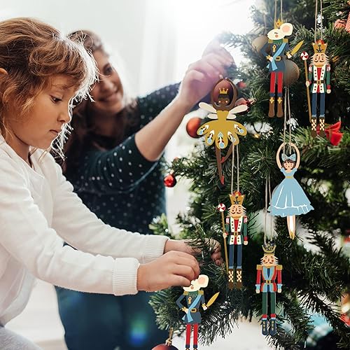 Miniatura 6 de 60 adornos de cascanueces de Navidad, decoración colgante de cascanueces de madera, figuras de cascanueces y soldado, adornos para el hogar, fiesta