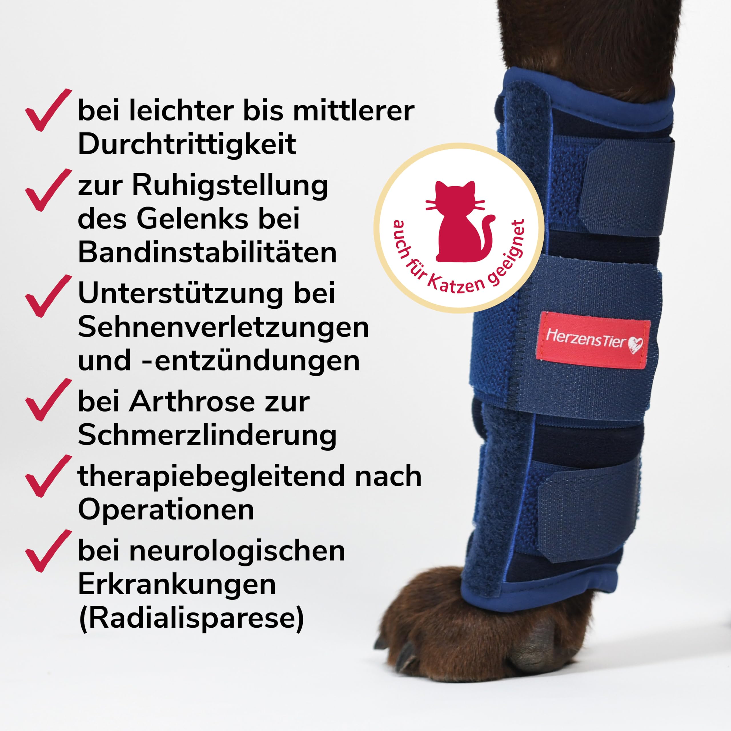 Karpalgelenkbandage Schaumstoff hoch Gr. XL für Hunde & Katzen mit Schienen zur Stabilisierung bei Durchtrittigkeit & Hilfe bei akuten Verletzungen am Karpalgelenk