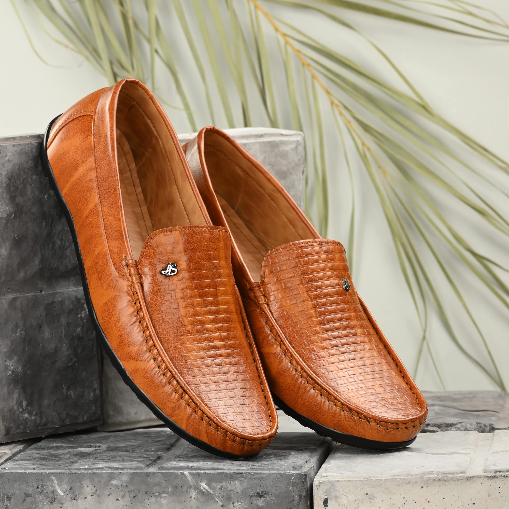 Tan Brown Leatherette Stylish Slip-On Office Party Ethnic Wear Casual Loafers Shoes Shoe Island for Men (BAB1080-AZ)-image-26