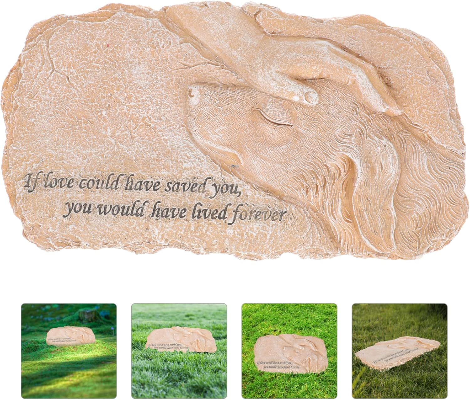 Dog Memorial Resin Stone Statue Pet Grave Marker Outdoor Pet Tombstone Decorations
