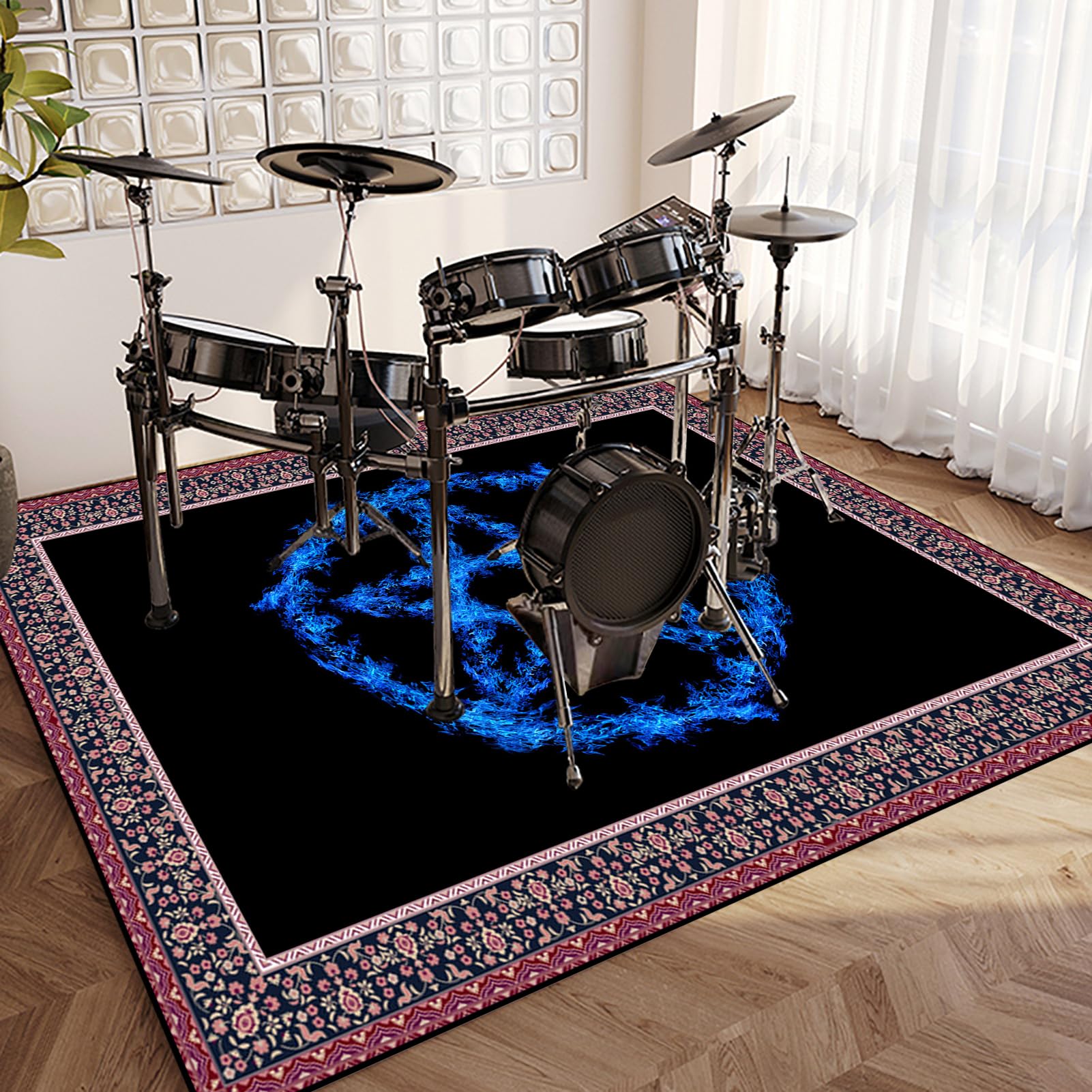 Tapis Batterie 180x160cm - Antidérapant Et Insonorisant Pour Batterie Acoustique/Électronique - Protection Sol