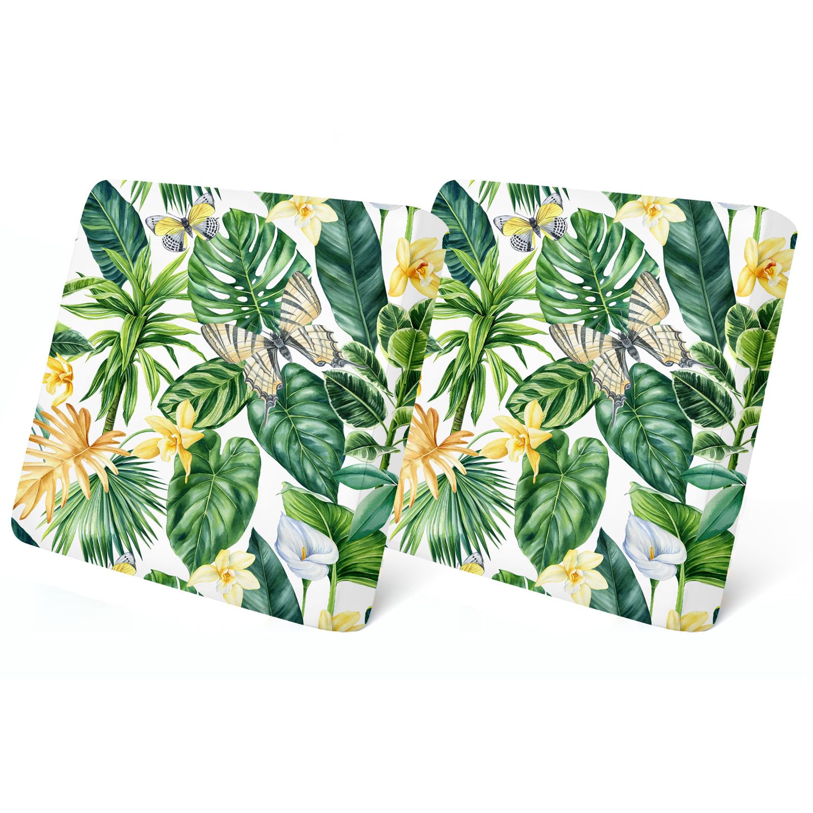 LiveGo Waterproof Patio Chair Cushion Covers,2 Pack Non-Slip Outdoor Seat Cushion Pad Replacement Patio Furniture Cushions Couch Slipcovers Chair Seat Cover for Garden Outdoor (Leaves White) — image 1