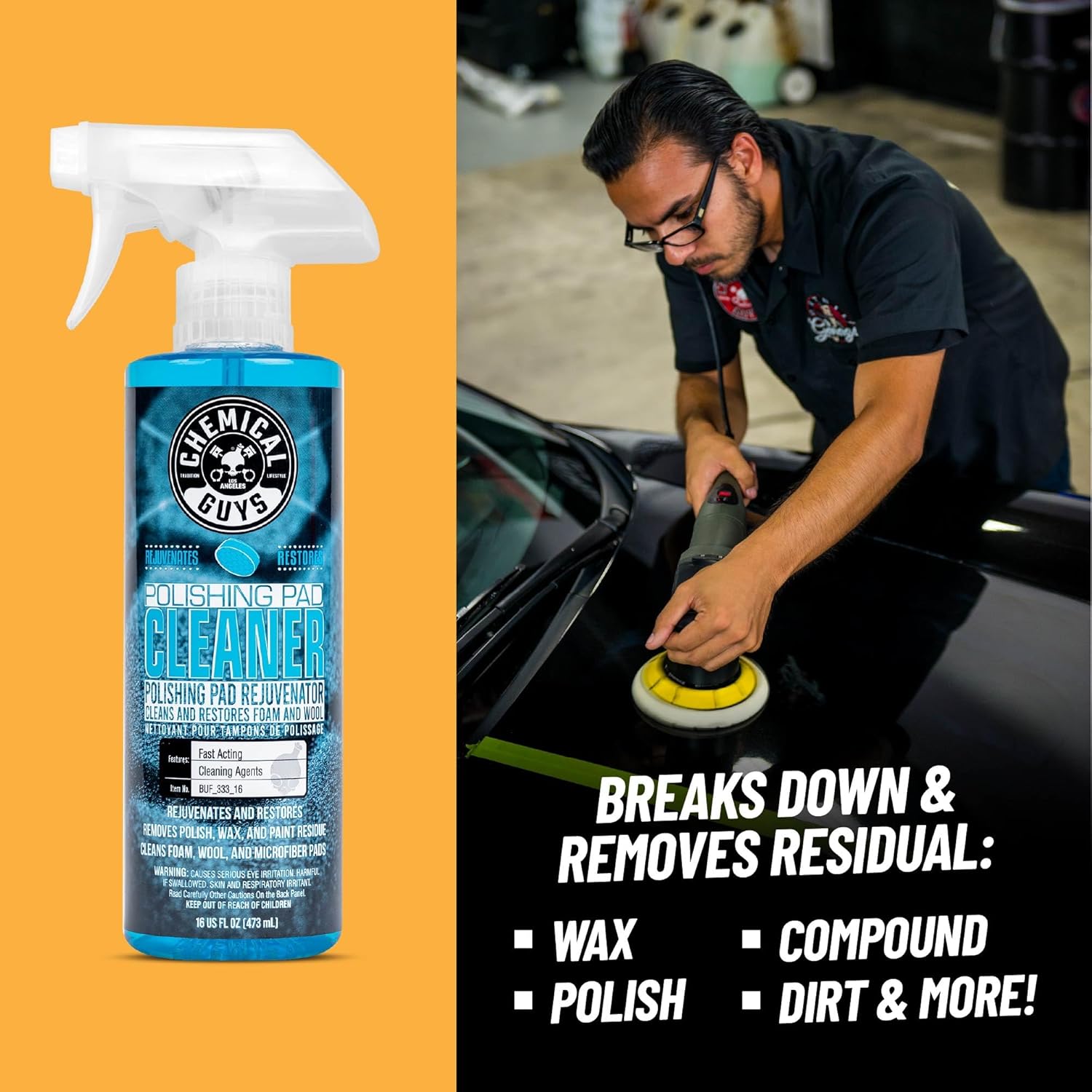 Chemical Guys 5.5" Buffing Pad Sampler Kit - 4 Piece Detailing Set with 3 Professional Foam Car Polishing Pads & 16 oz Polishing Cleaner, for Dual Action and Rotary Polishers Using 5" Backing Plates - Image 2