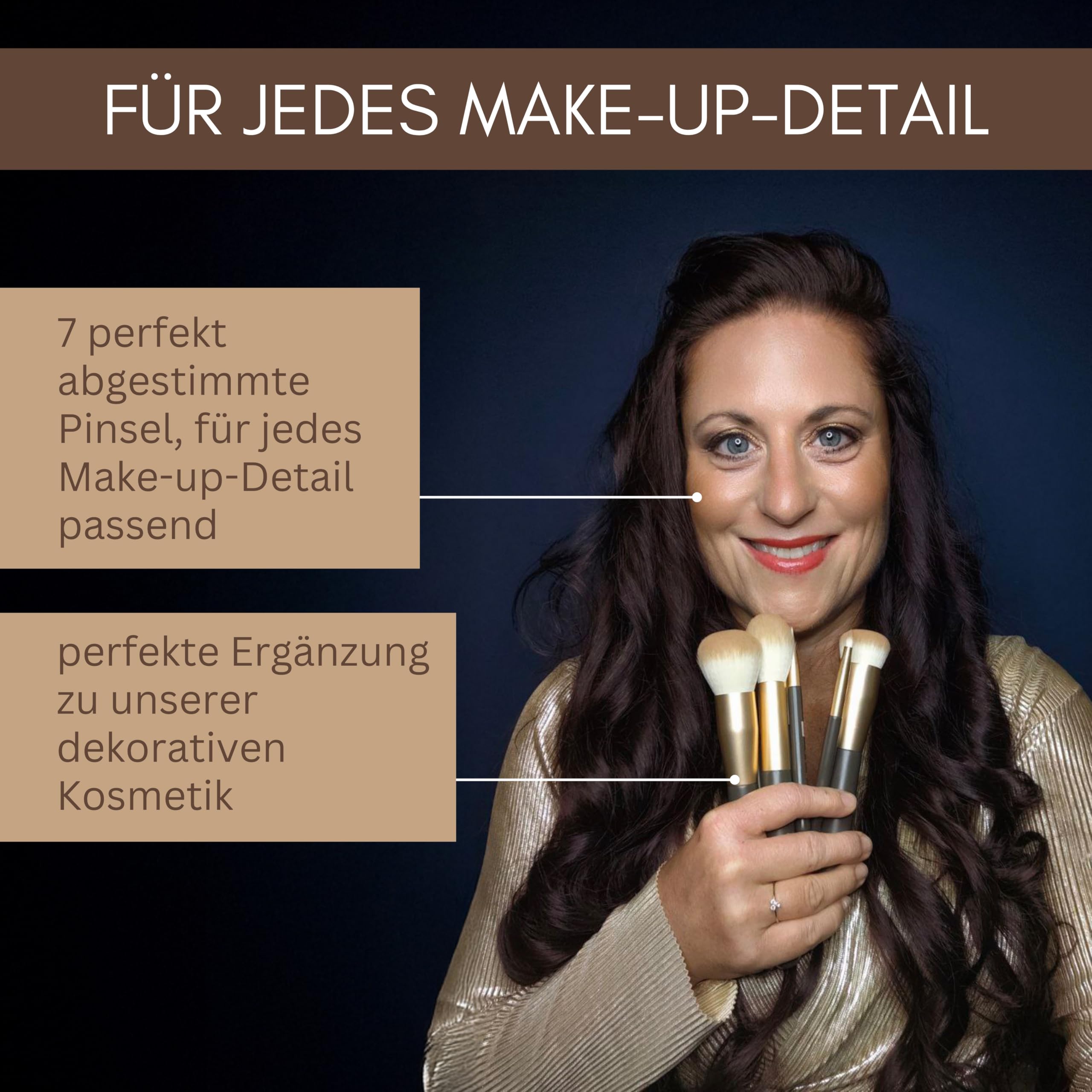 Thats me organic Make-up Pinsel Set – 7 handgefertigte Make-up Pinsel für deinen individuellen Look – Antibakteriell & vegan – Schminkpinselset für Puder, Bronzer, Lidschatten & vielem mehr
