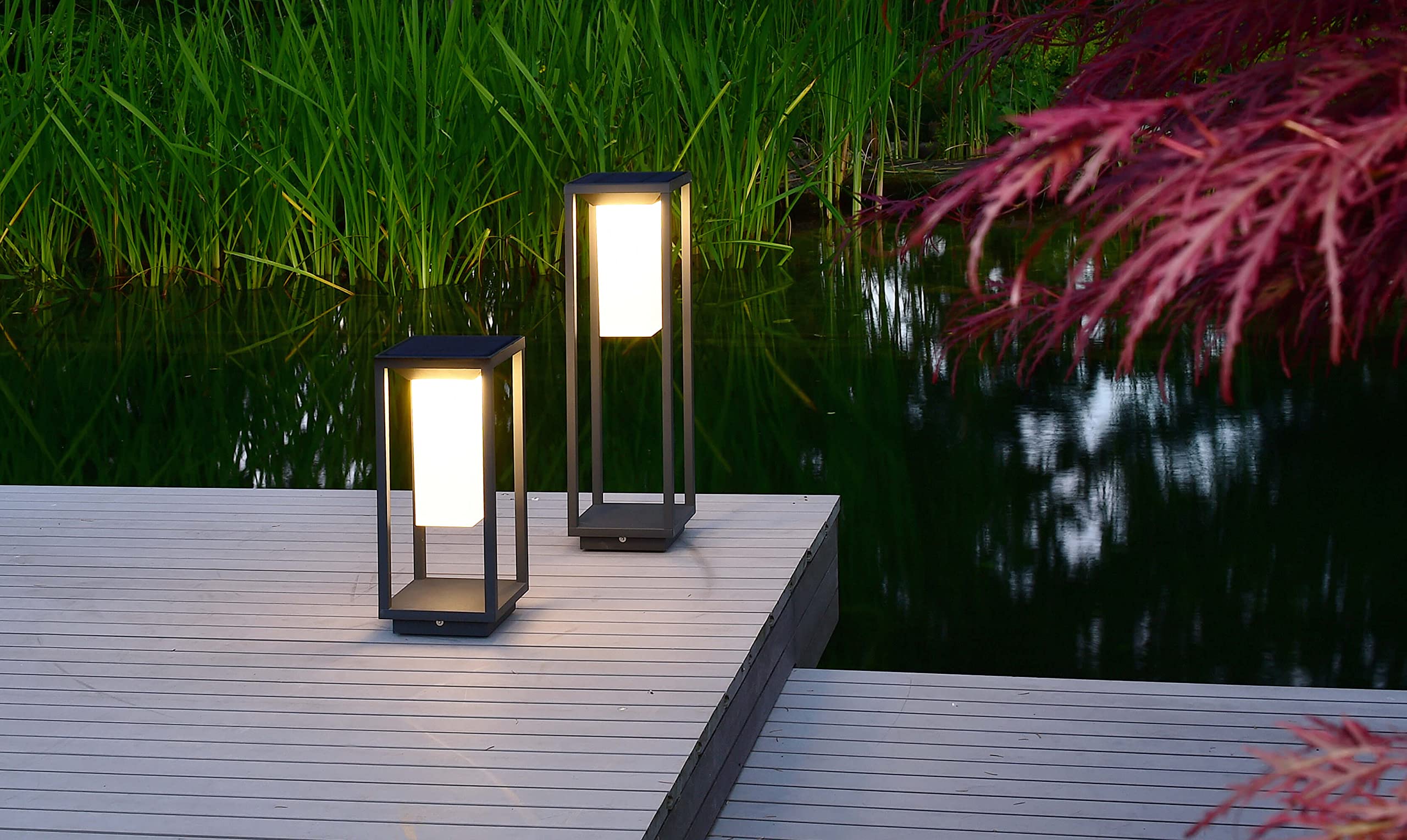 Deko-Light | LED Solar Standlampe Stehleuchte 3000K inkl. Bewegungsmelder | Samas