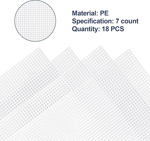 Miniatura 3 de Caydo 18 piezas de hojas de lona de plástico de 7 cuentas, malla de plástico transparente de 7 CT para punto de cruz, para hacer organizador de
