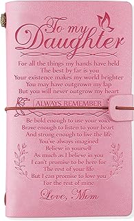 Daughter Gift from Mom, To My Daughter Leather Journal, 140 Page Refillable Writing Journal, Christmas Birthday Gifts for Daughter from Mom, Mother Daughter Gifts for Adults Daughter(Pink)
