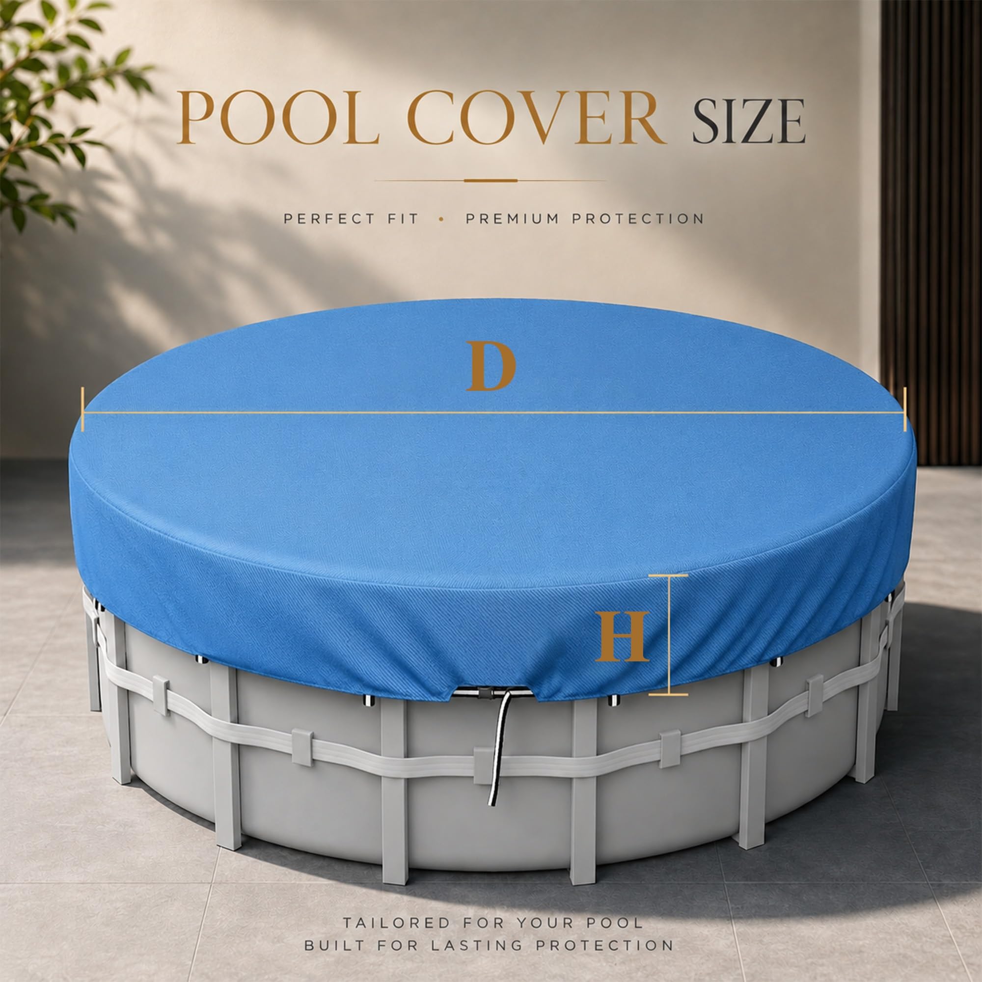 Copertura per Piscina Rotonda Tessuto, Resistente ai Raggi UV Impermeabile Antipolvere, Copertina Protettiva per Piscina Fuori Terra Resistente al Freddo e agli(Blue,D 366 x H 20 cm)