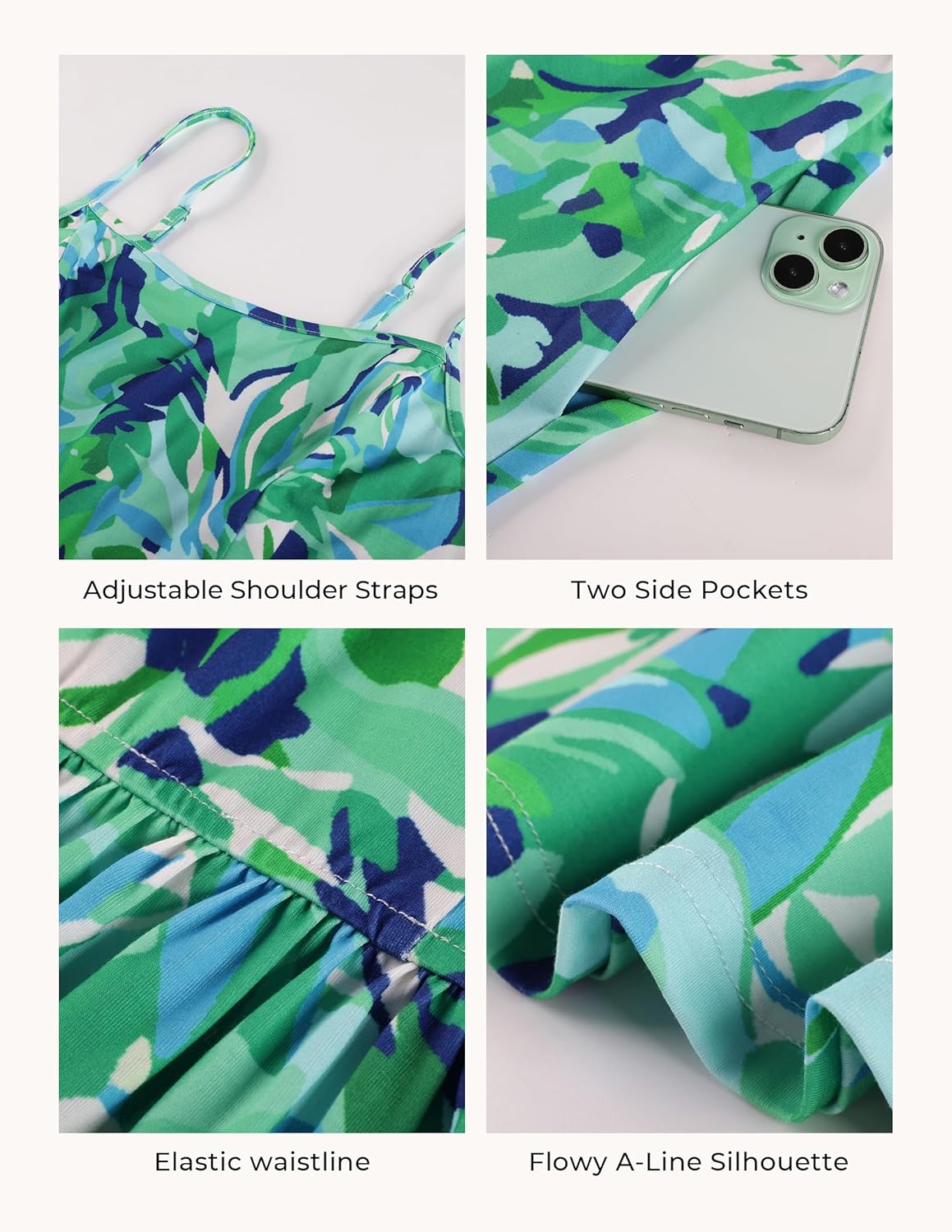 GRACE KARIN Summer Wedding Guest Dresses for Women 2026, Spaghetti Strap Beach Boho Maxi Dress,Flowy Floral Dress with Pocket - Image 3