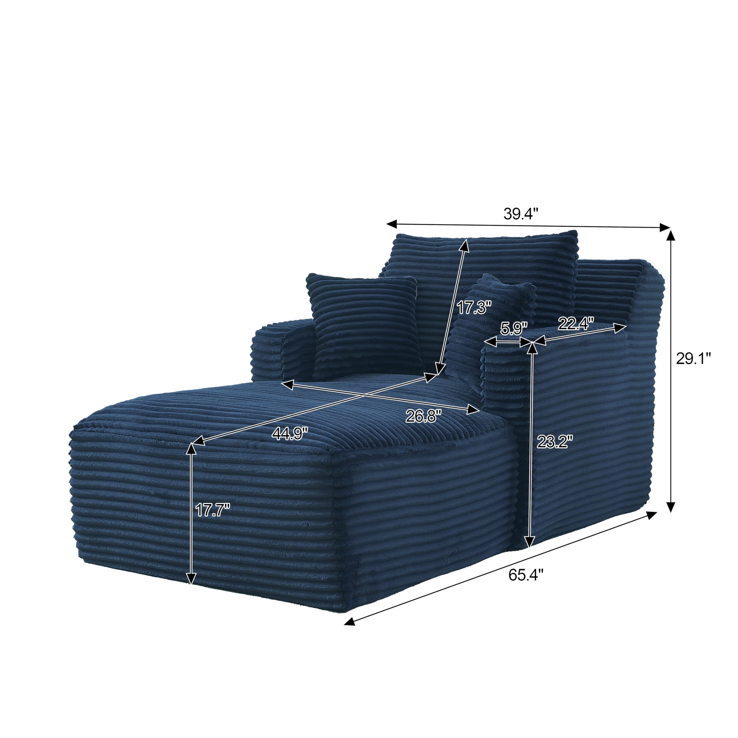 Sofa Bed with 2 Cushions – Small Couch with Spring Padding, Chaise Lounge Ultra-Soft, Compressed Sofa No Assembly Required for Guest Room & Small Rooms, 100 * 166 * 72/82cm (Blue)