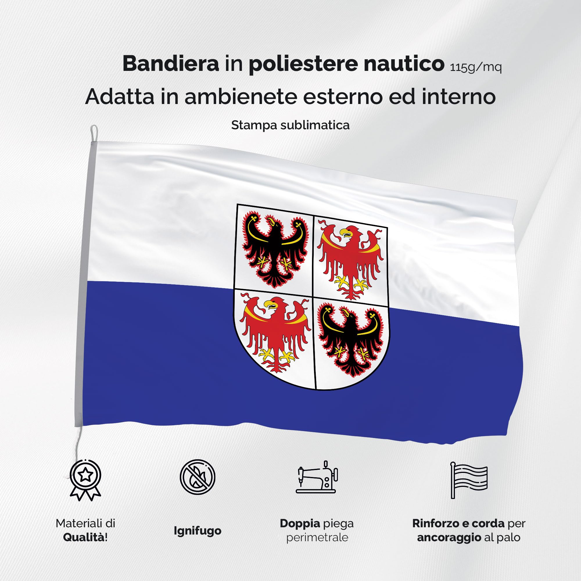 Bandiera Nautica Personalizzata 70x100cm - Tessuto Ignifugo, Made In Italy