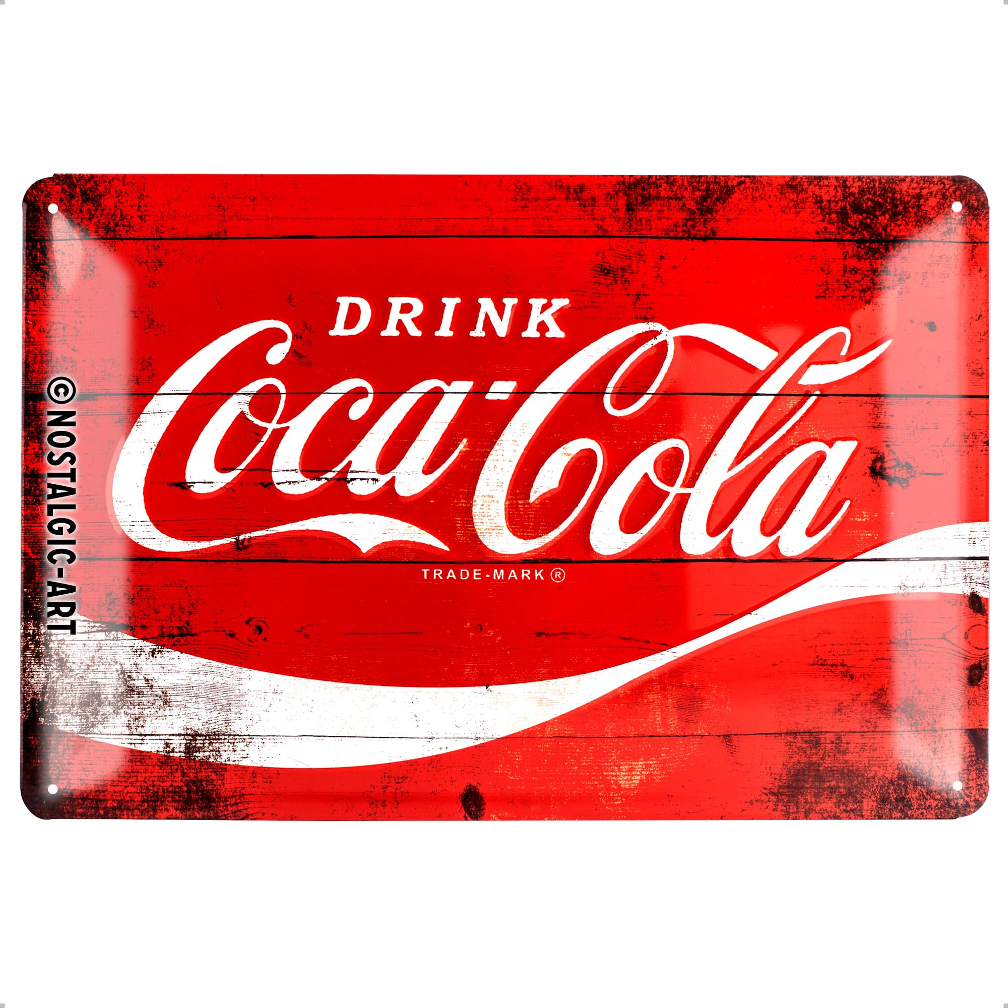 Retro Tin Sign – Coca-Cola – Logo Red Wave – Gift idea for Coke fans, Metal Plaque, 20 x 30 cm