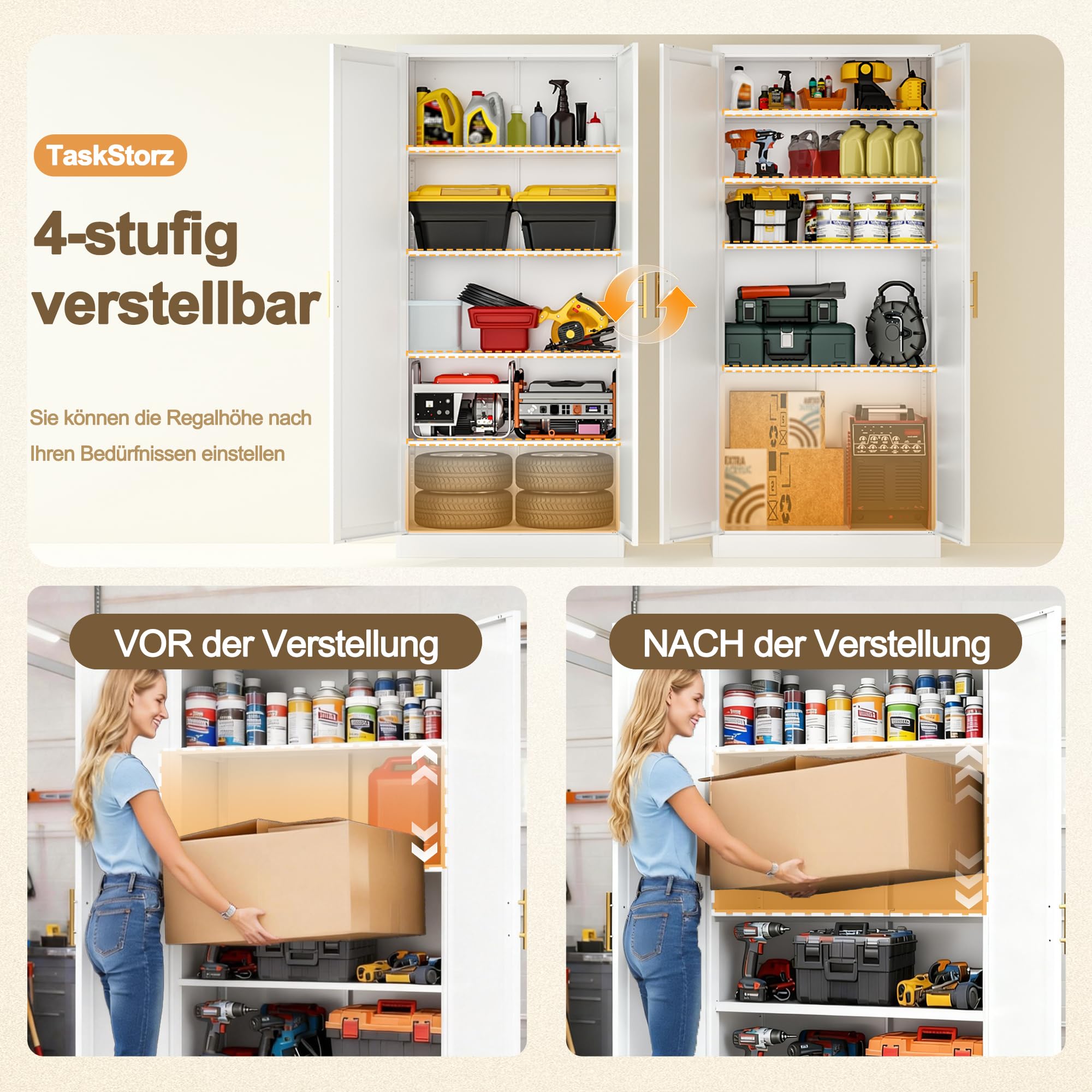 Metallschrank Mehrzweckschrank 5 Ebenen Weiß 180 x 75 x 35 cm