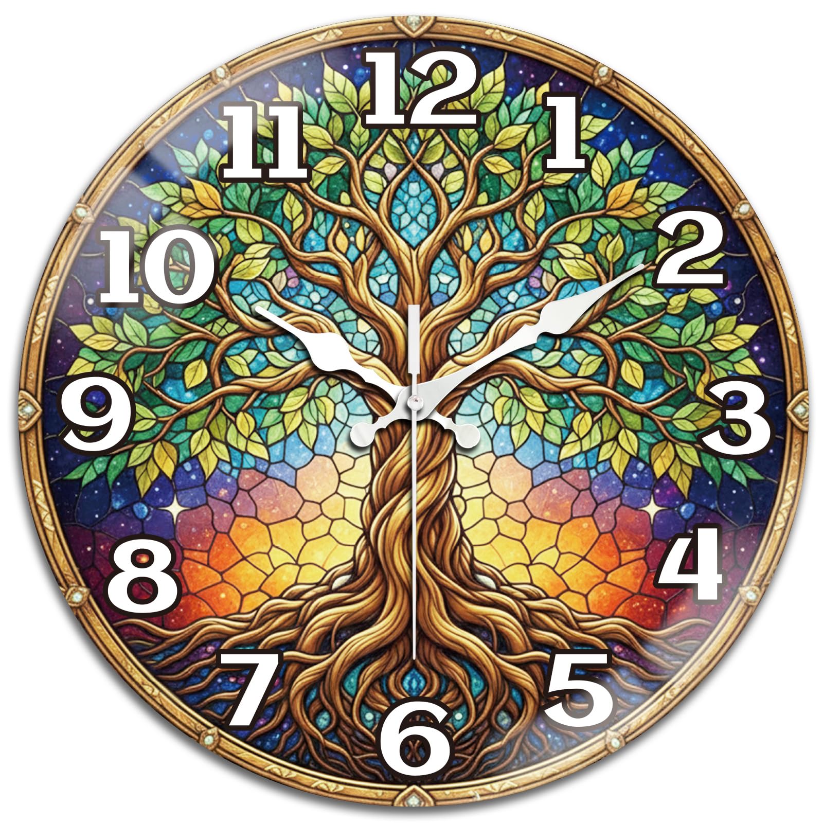 peacoblue Reloj de pared con forma de árbol, funciona con pilas, reloj