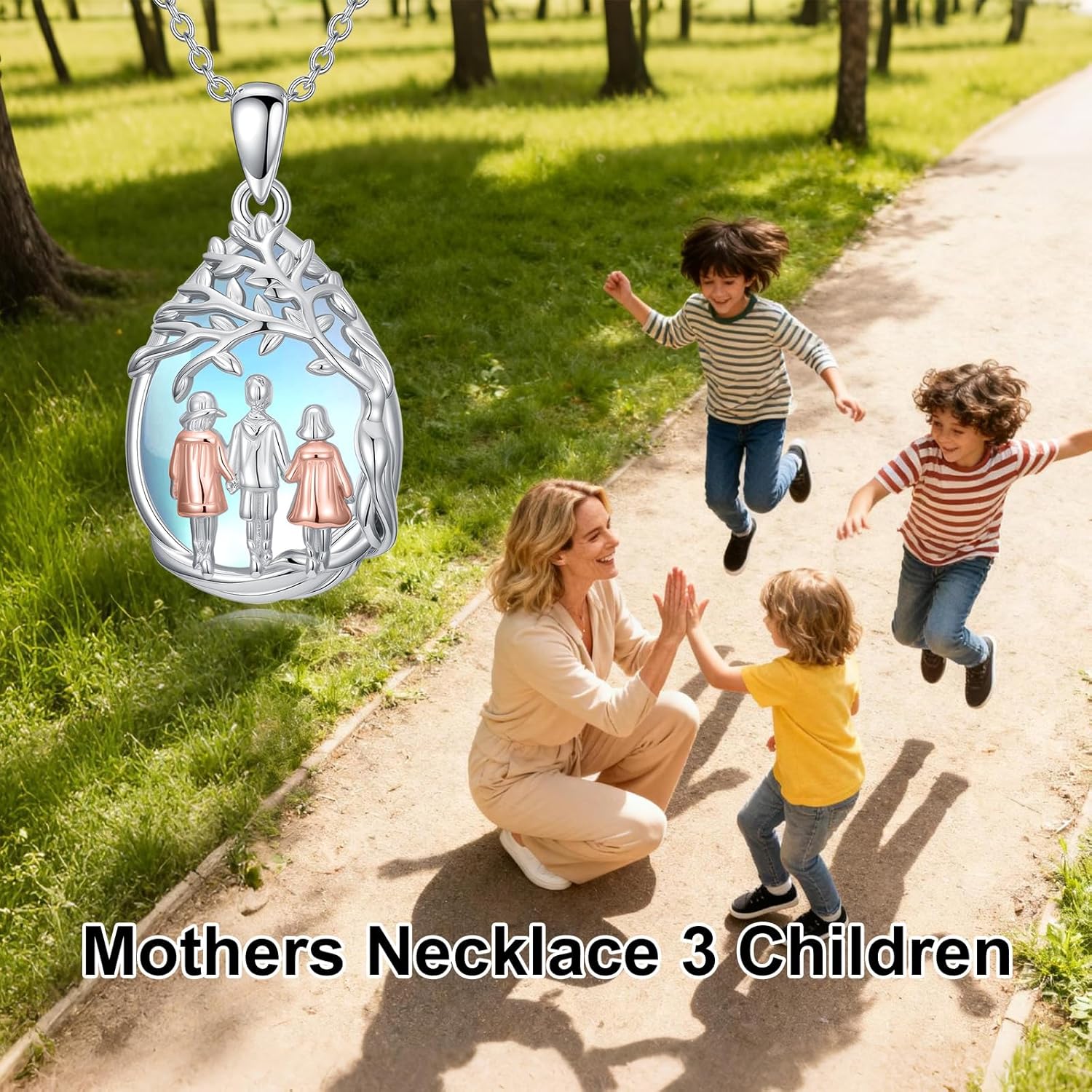 Family Tree of Life Necklace 925 Sterling Silver Moonstone Father/Mom Tree of Life Pendant Jewelry Birthday Christmas for Women Wife Grandma - Image 5