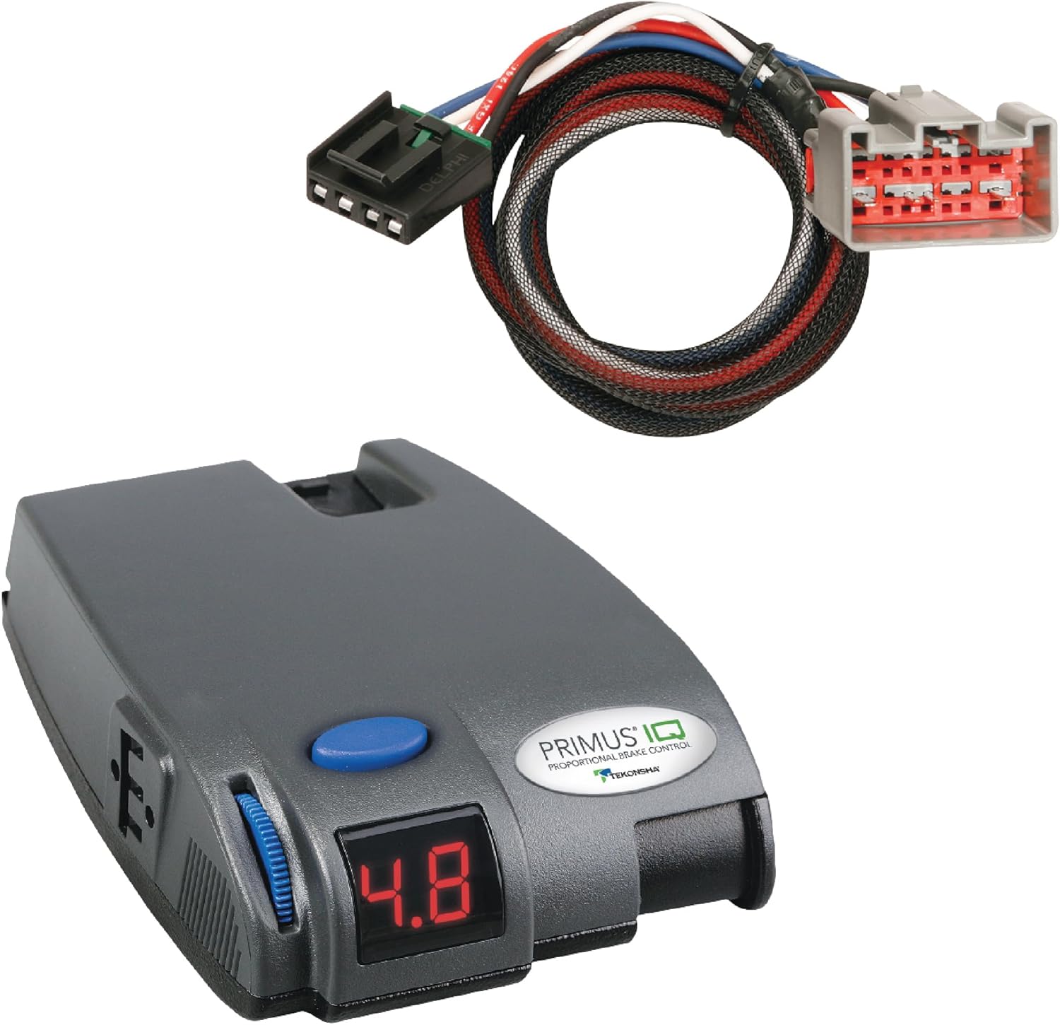 Tekonsha 90160 Primus IQ Proportional Brake Controller for Trailer with 2, 4, 6 Brakes (1-3 Axles) and 303400 Trailer Brake Controller Custom Harness for Select Model Ford, Lincoln