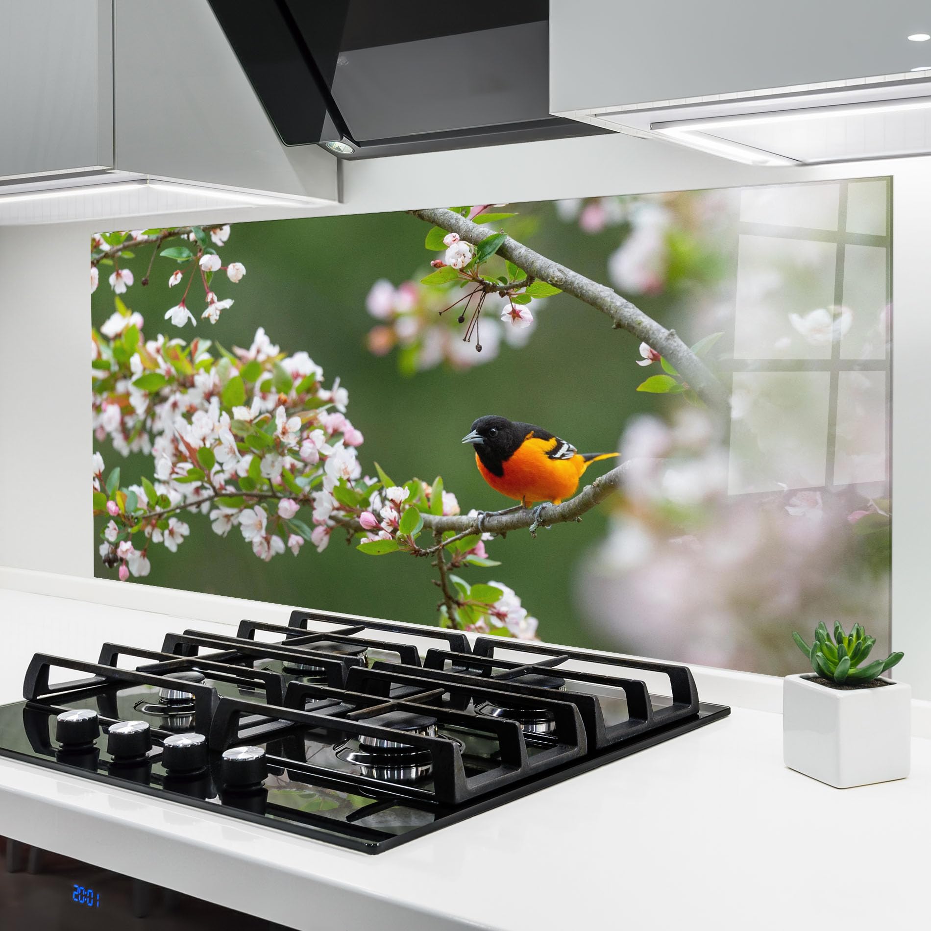 ARTHUB® Crédence de Cuisine en Verre 60x150 cm, Spring Flower Trees | Protection Contre Les éclaboussures, Revêtement Mural en Carreaux, Plaque en Verre, Verre trempé, Paysages, Printemps