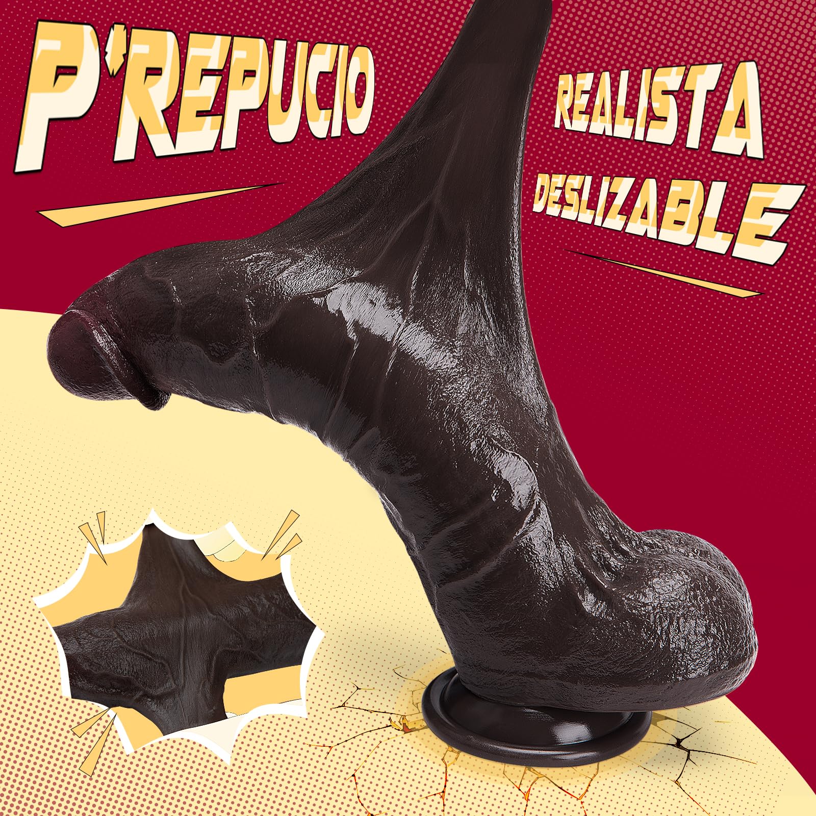 Juguetes Sexuales Dildo Consoladores para Mujer Hombre - Consolador Juguetes Eróticos para Pareja Sex Toys con Prepucio Deslizante, 27CM Dildos Realista Penes de Goma Plug Anal Gay con Ventosa Fuerte