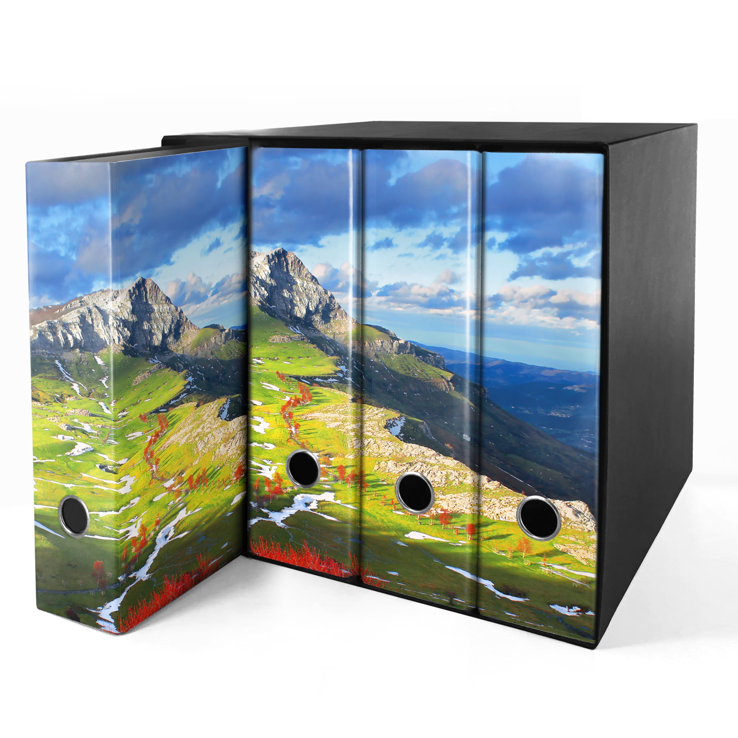 Set da 4 raccoglitori ad anelli - MONTAGNA (H31 cm con 2 anelli)