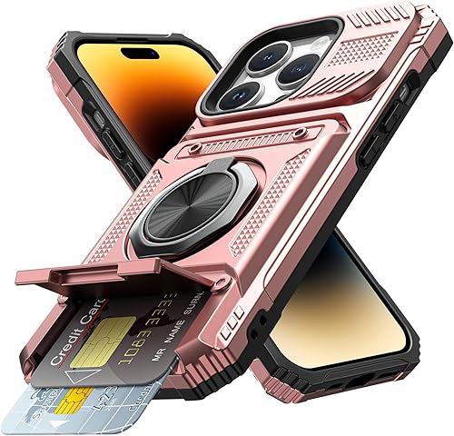 Vofolen for iPhone 14 Pro Wallet Case with Card Holder [Store 2 Cards] + 360° Ma