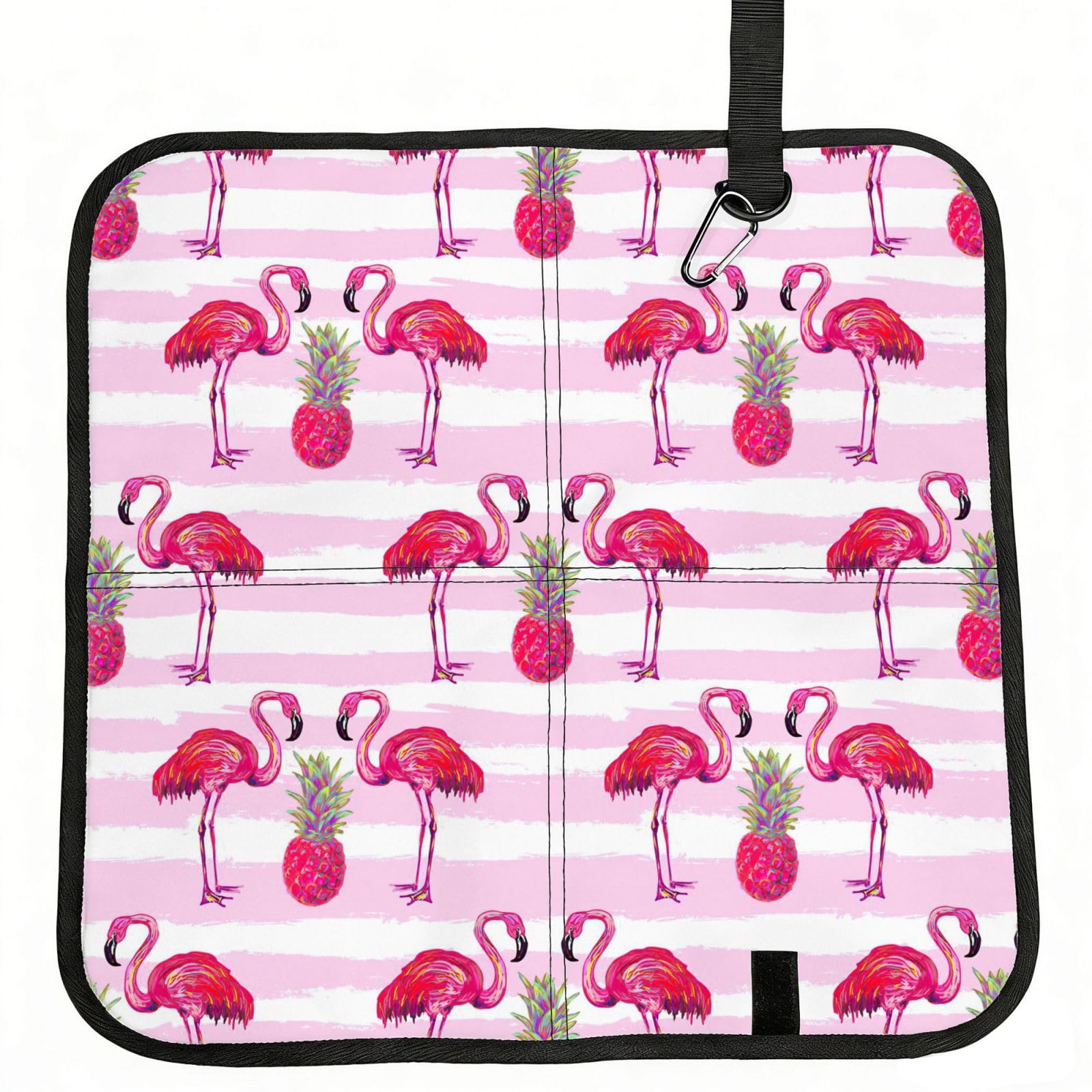 KAPPTYY Summer Tropical Flamingo and Pineapple Printed Bleacher Seat Cushion PE Foam Filling, Foldable Sitting Pad for Concert Stadium Events