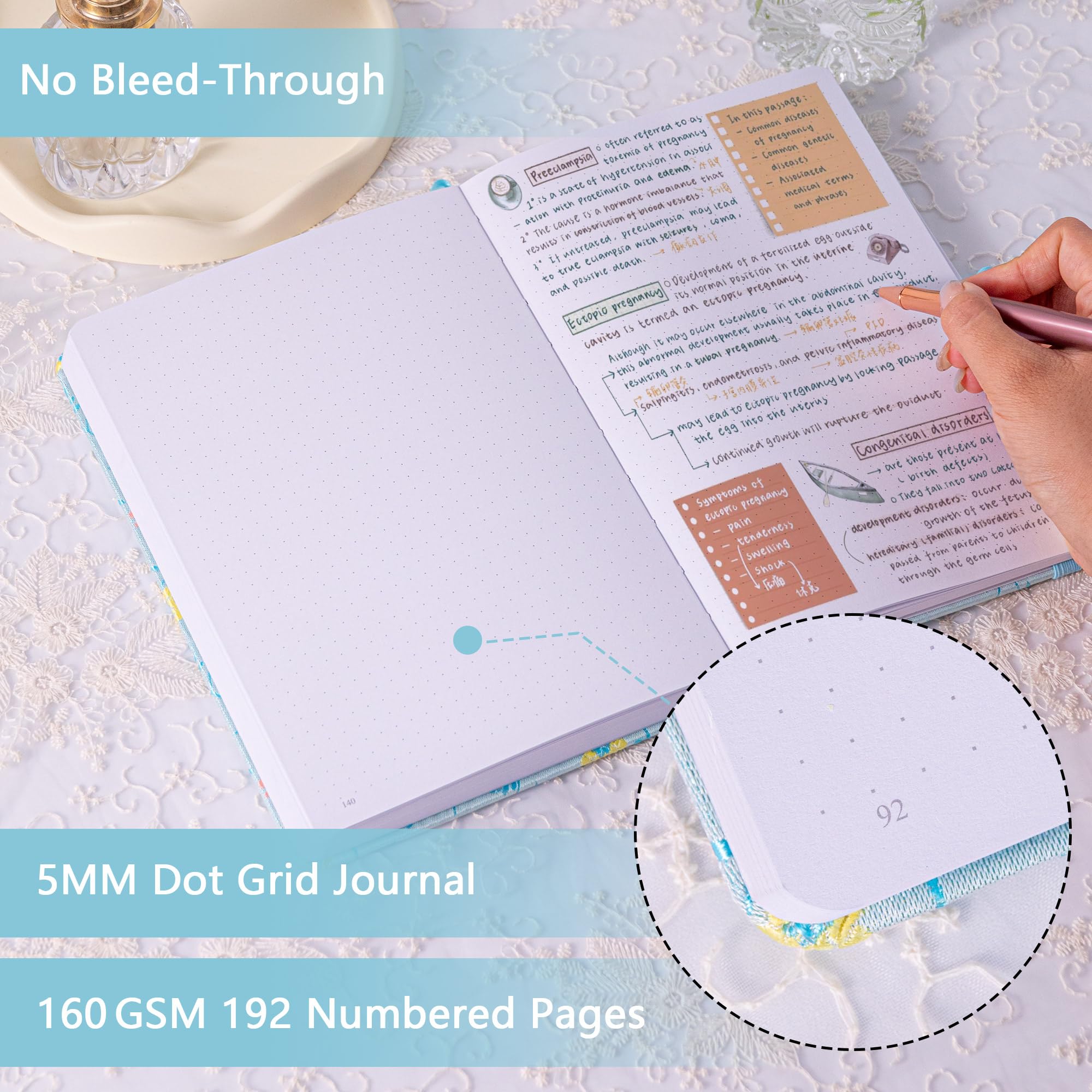 TIEFOSSI Dotted Journal Notebook for Women Men A5 Journals for Writing 160gsm 190 Pages Thick Paper - Image 3