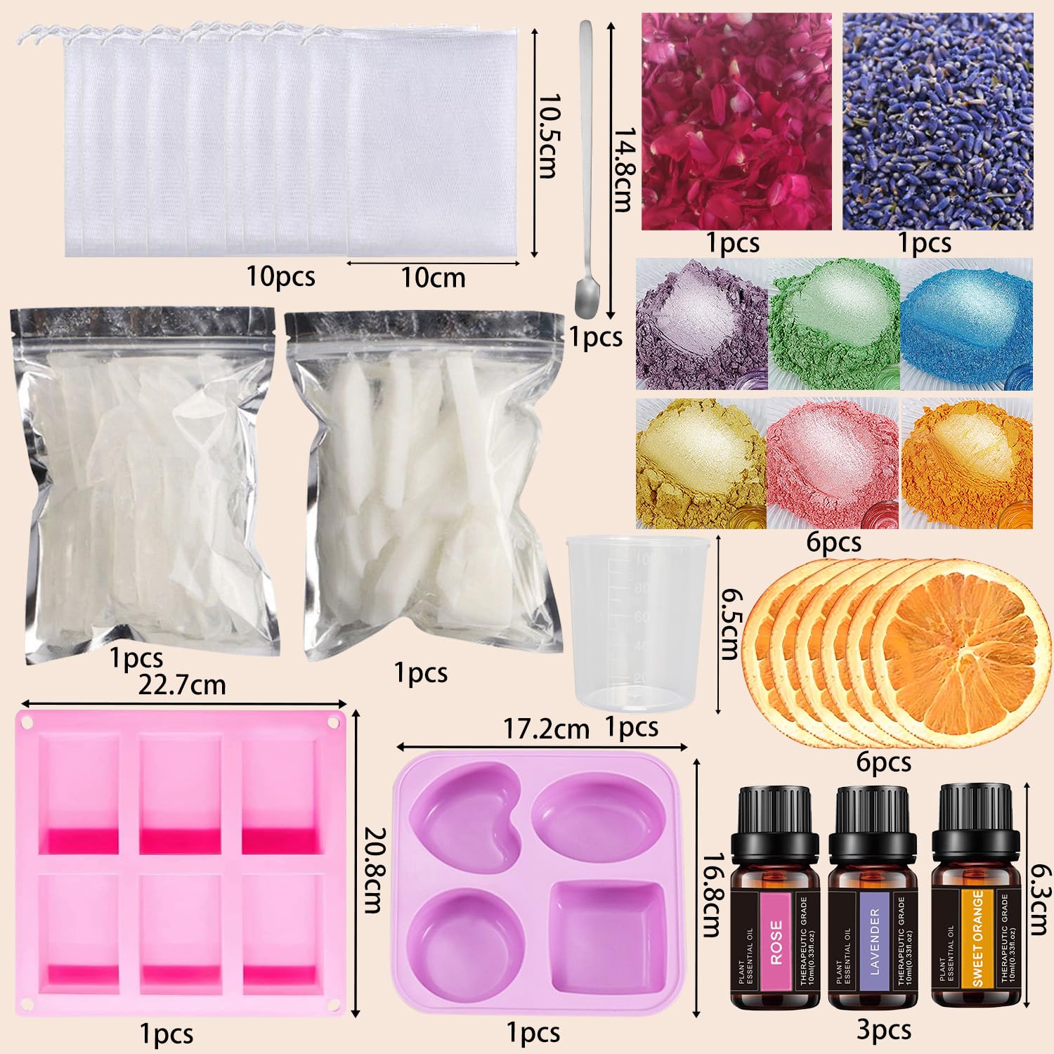 SUNXBUK Sapone Fai Da Te,Kit per la Produzione di Sapone Fatto a Mano,Set Creativo, Kit per Principianti per la Preparazione di Fai Da Te, Inclusi Tutti i Materiali,Regali di Natale e per le Feste