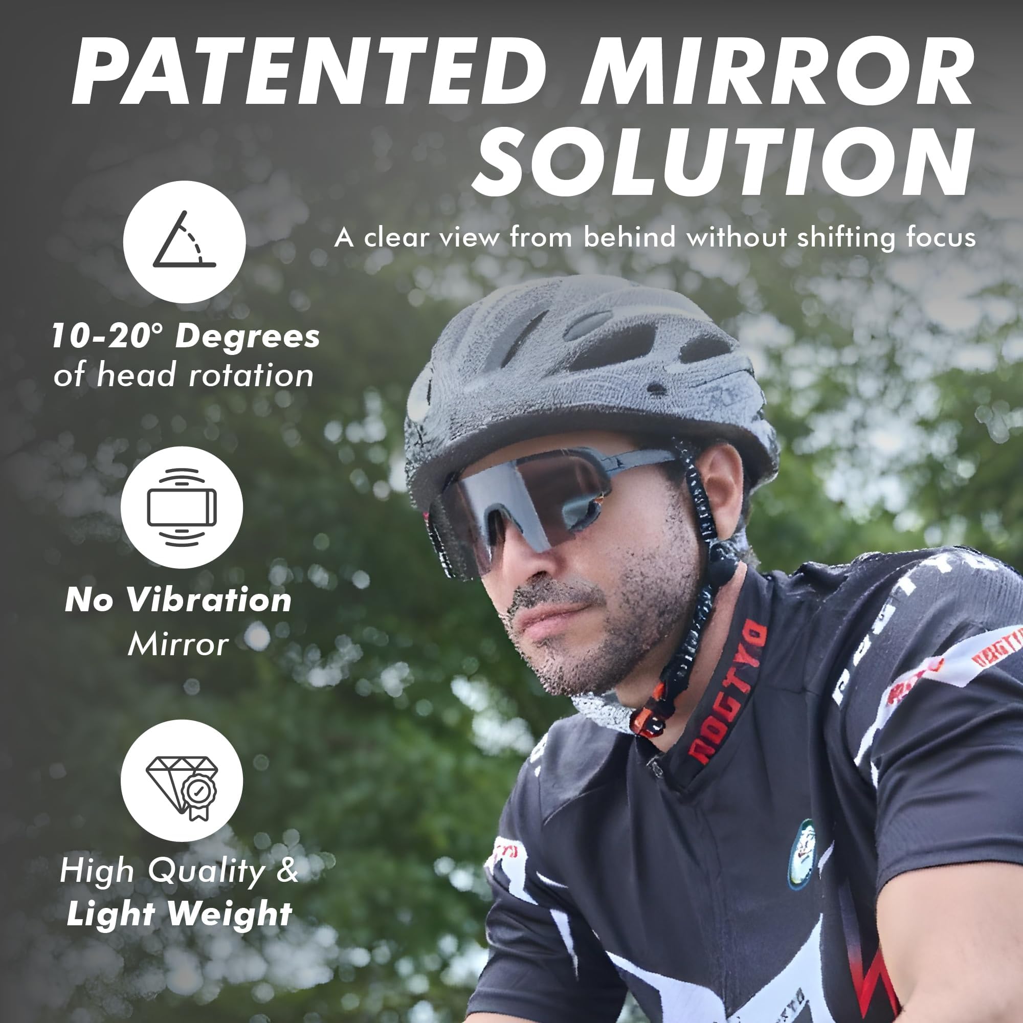 TriEye Okulary rowerowe z lusterkiem wstecznym UV400, fotochromatyczne 0-3 | Sportowe okulary przeciwsłoneczne dla kobiet i mężczyzn Lekkie okulary rowerowe z ochroną UV400 - fotochromatyczne 0-3