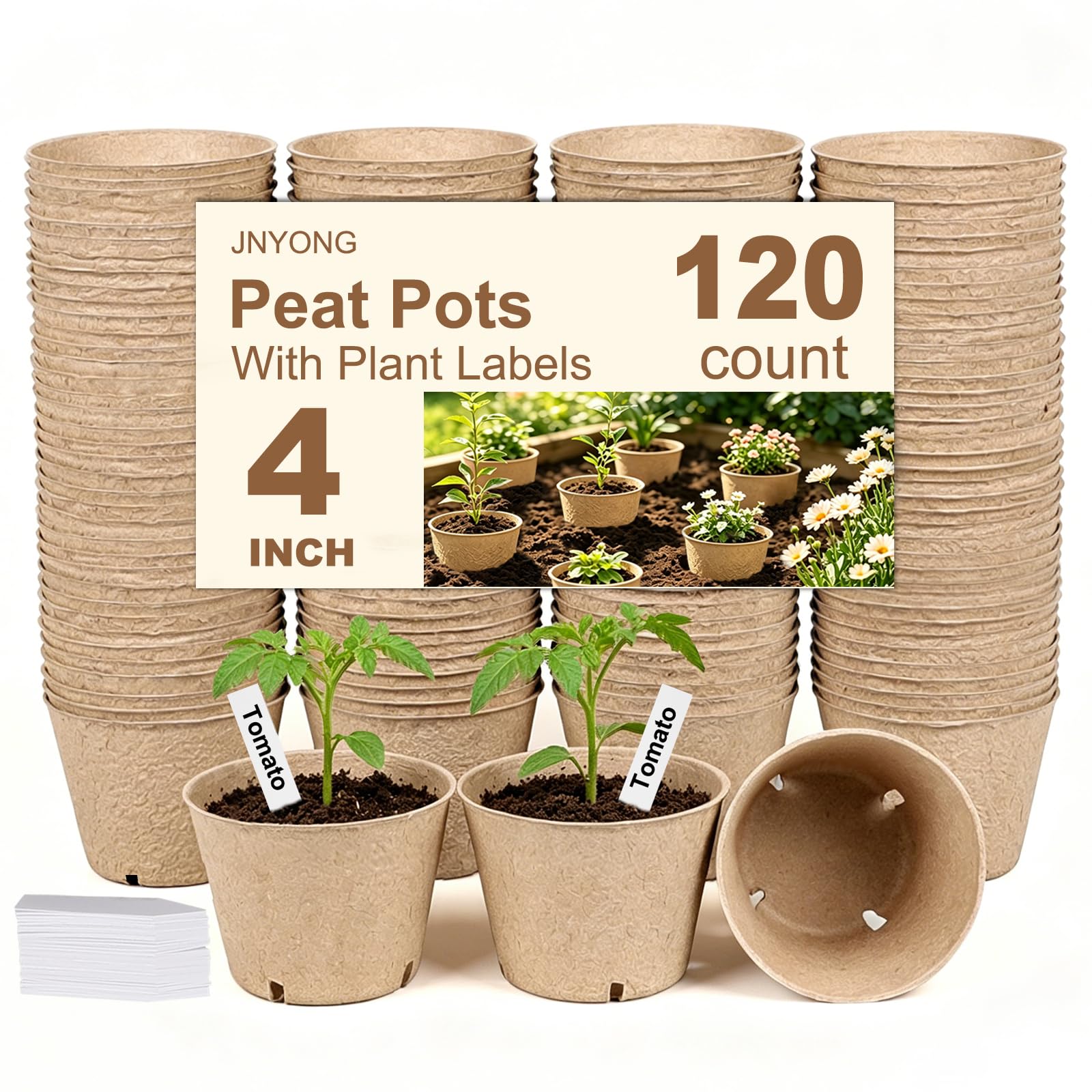 JNYONG 120 Pack 4 Inch Peat Pots