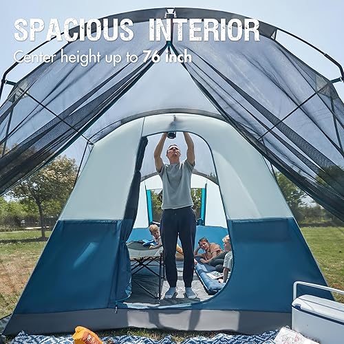 Miniatura 5 de PORTAL Tienda de campaña familiar para 6810 personas con sala de pantalla, tienda de campaña grande resistente al agua con mosca de lluvia, tienda