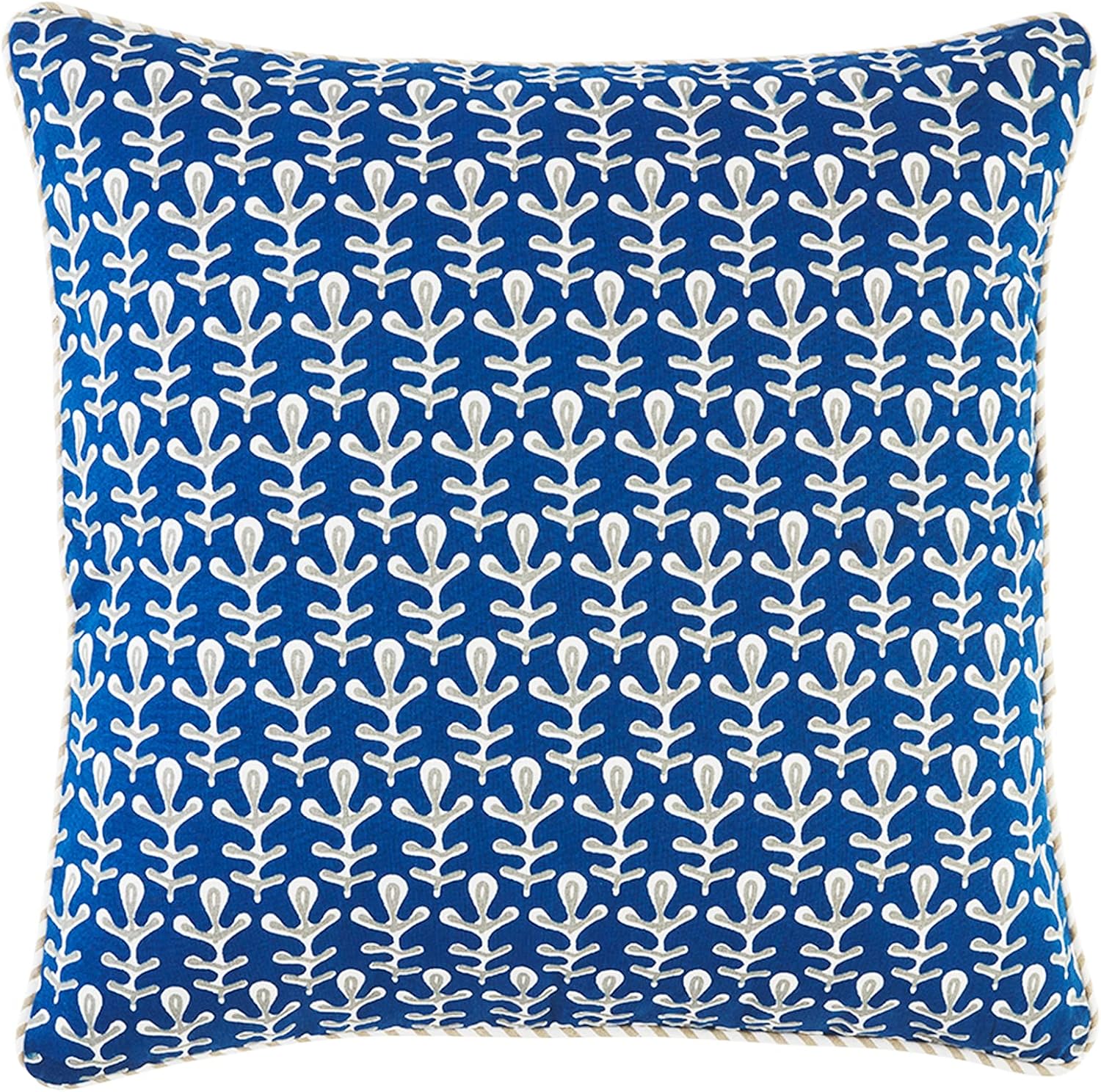 Mud Pie Blue Indigo Pillow, 20" x 20", Vine