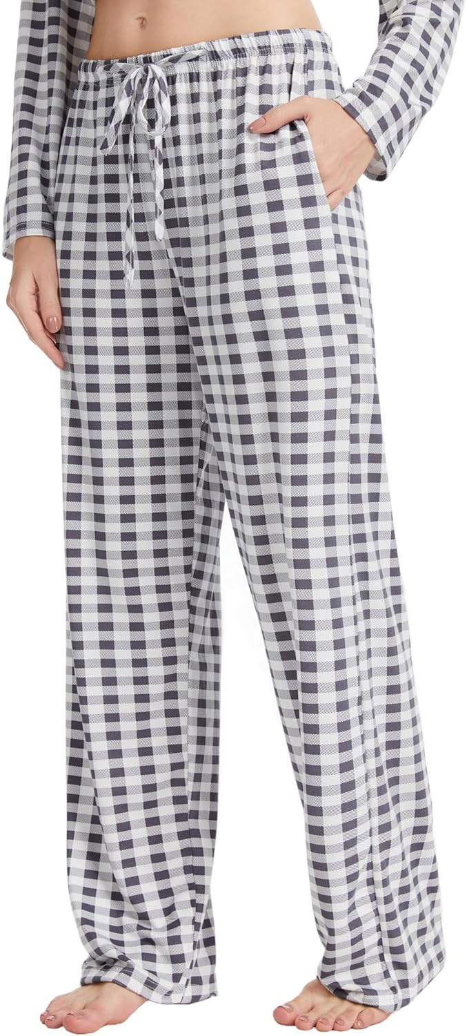 3 Pack: Pajama Pants Women, 4-Way Stretch Soft Lounge Bottoms, Comfy Sleepwear with Pockets (Available in Plus Size) - Image 2
