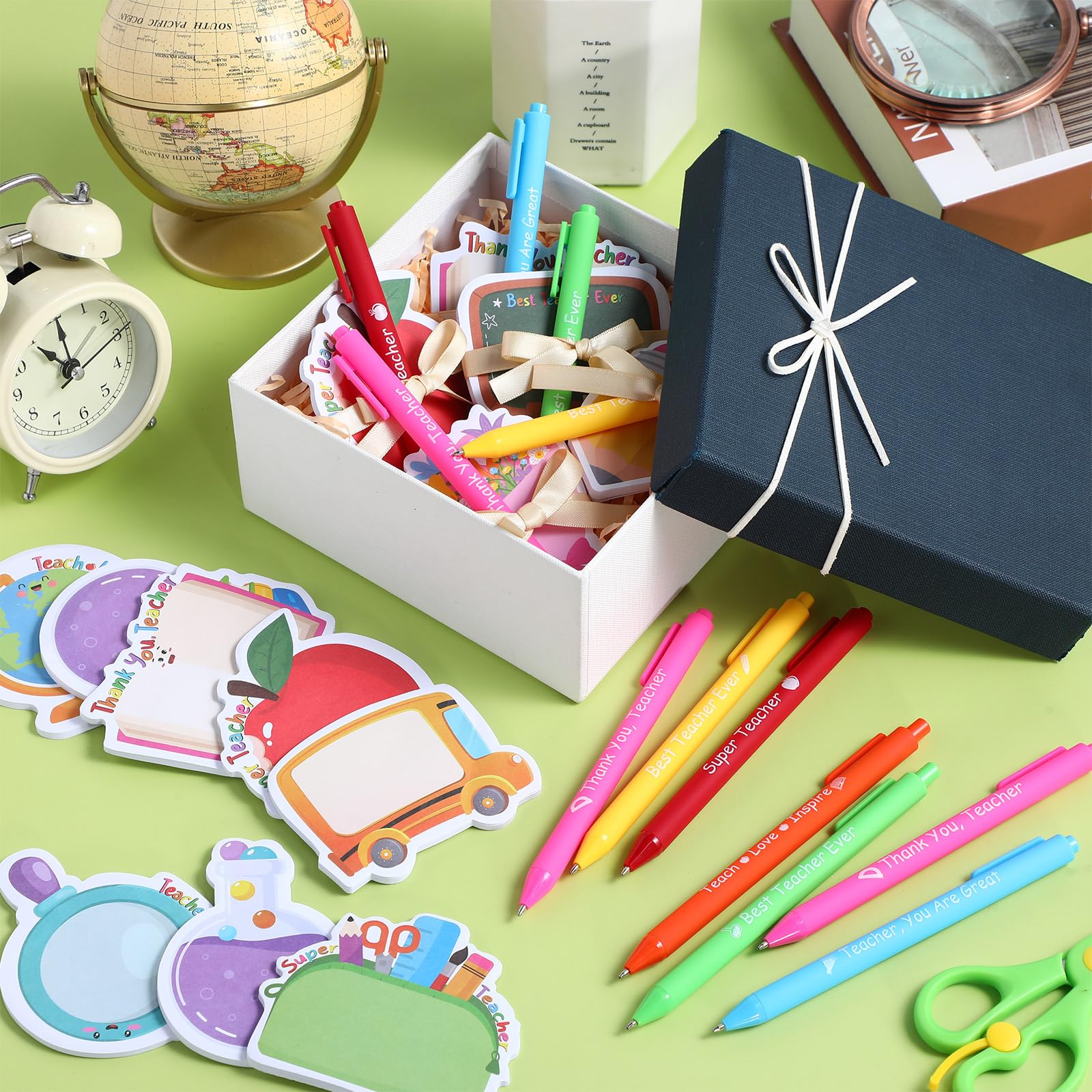 24 Sets Haftnotizen und Stifte für Lehrer, Wertschätzungsgeschenke, Bulk-Bleistiftbuch, Tafel, Apfelstrauß, selbstklebende Notizblöcke, Kugelschreiber für Lehrer, Geschenk, Schulbedarf