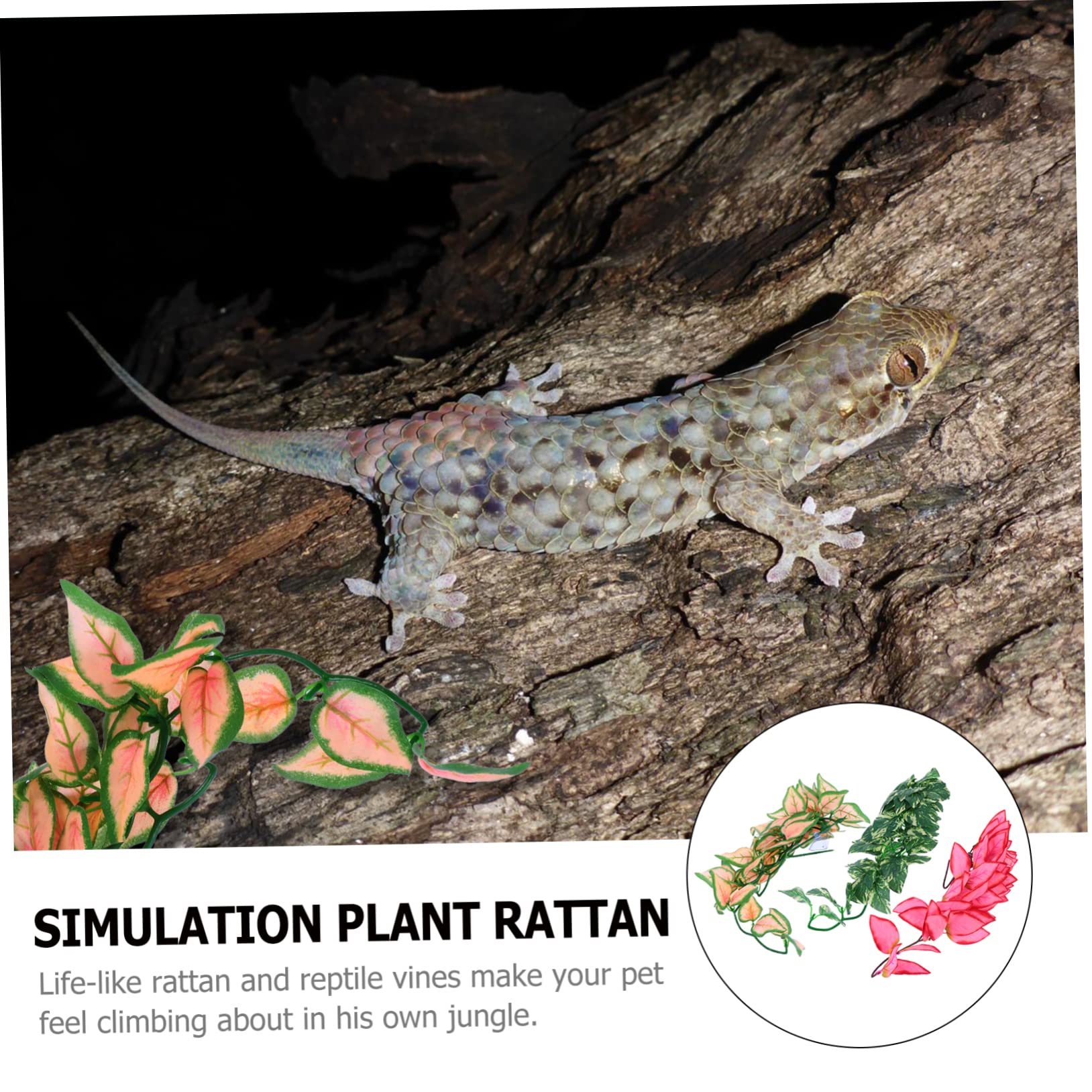 VICASKY 3Pcs Reptile Vines Artificial Hanging Plants Bendable Simulation Rattan for Terrarium Decor for Lizards Chameleons Frogs Life Like Climbing Habitat Accessories