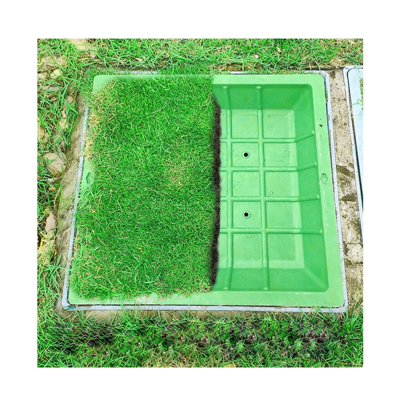 GJMSSMY Decorative Square Manhole Cover Plant Pot Resin Wastewater Tank Cover & Frame Invisible Drainage Solution for Outdoor Garden (100x100CM/39.4x39.4IN)