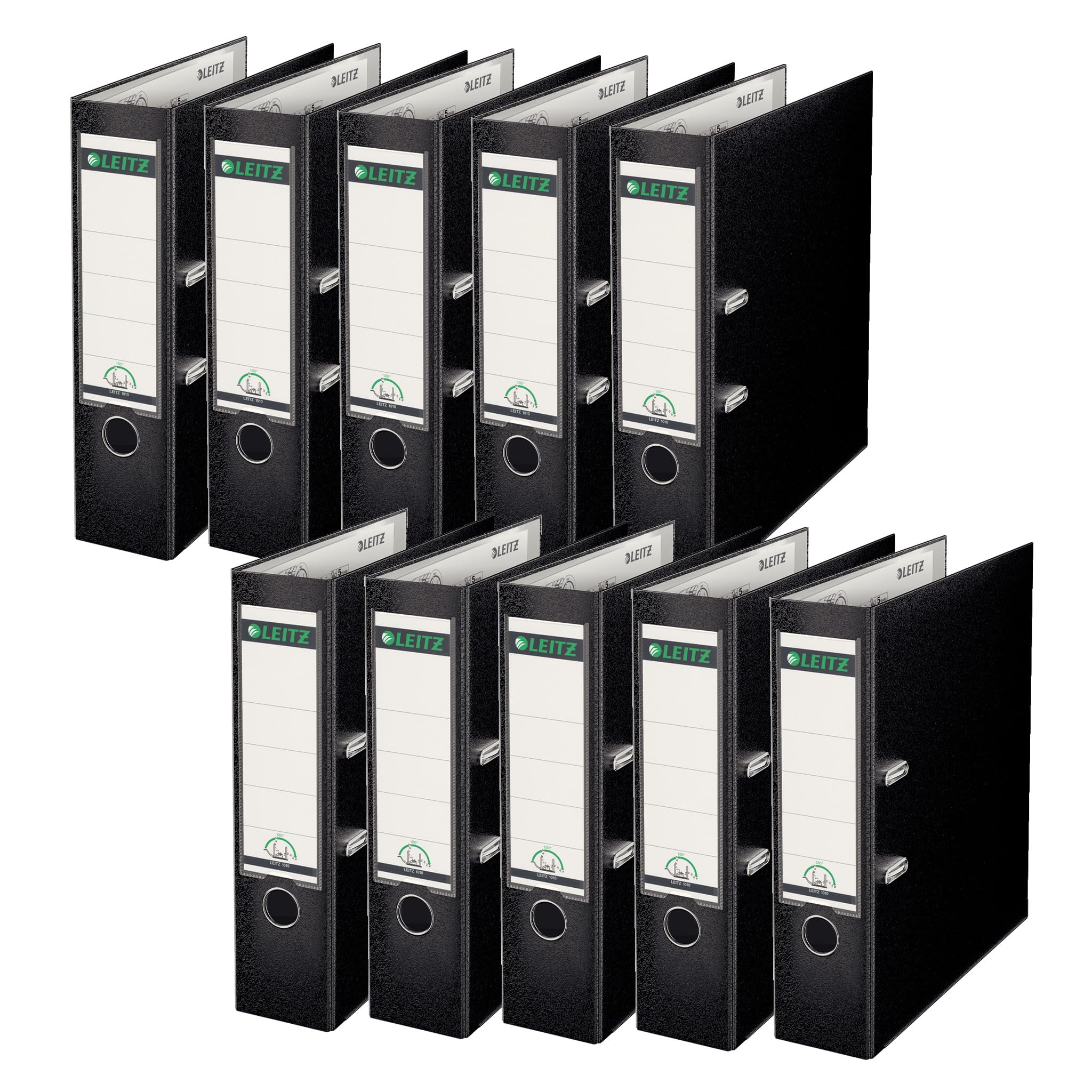 "Leitz - 180°-Classeur à levier-Plastique - 80 mm-A4–Lot de 10 noir"