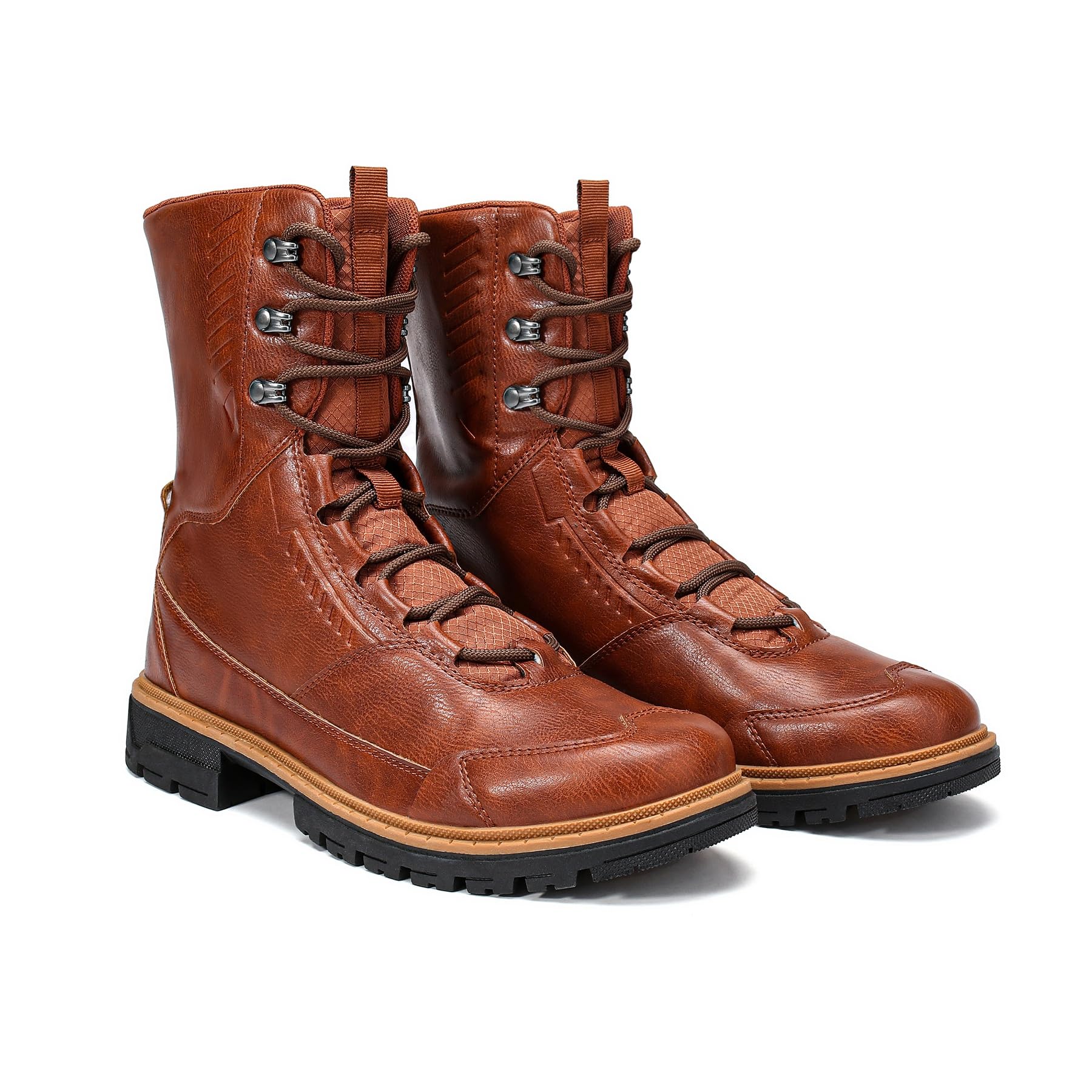 YOUTHUP Bottines homme hautes à lacets style rétro simili cuir | Finition vieillie lacets réglables semelle adhérente coutures renforcées maintien stable pour ville marche et sorties d'hiver