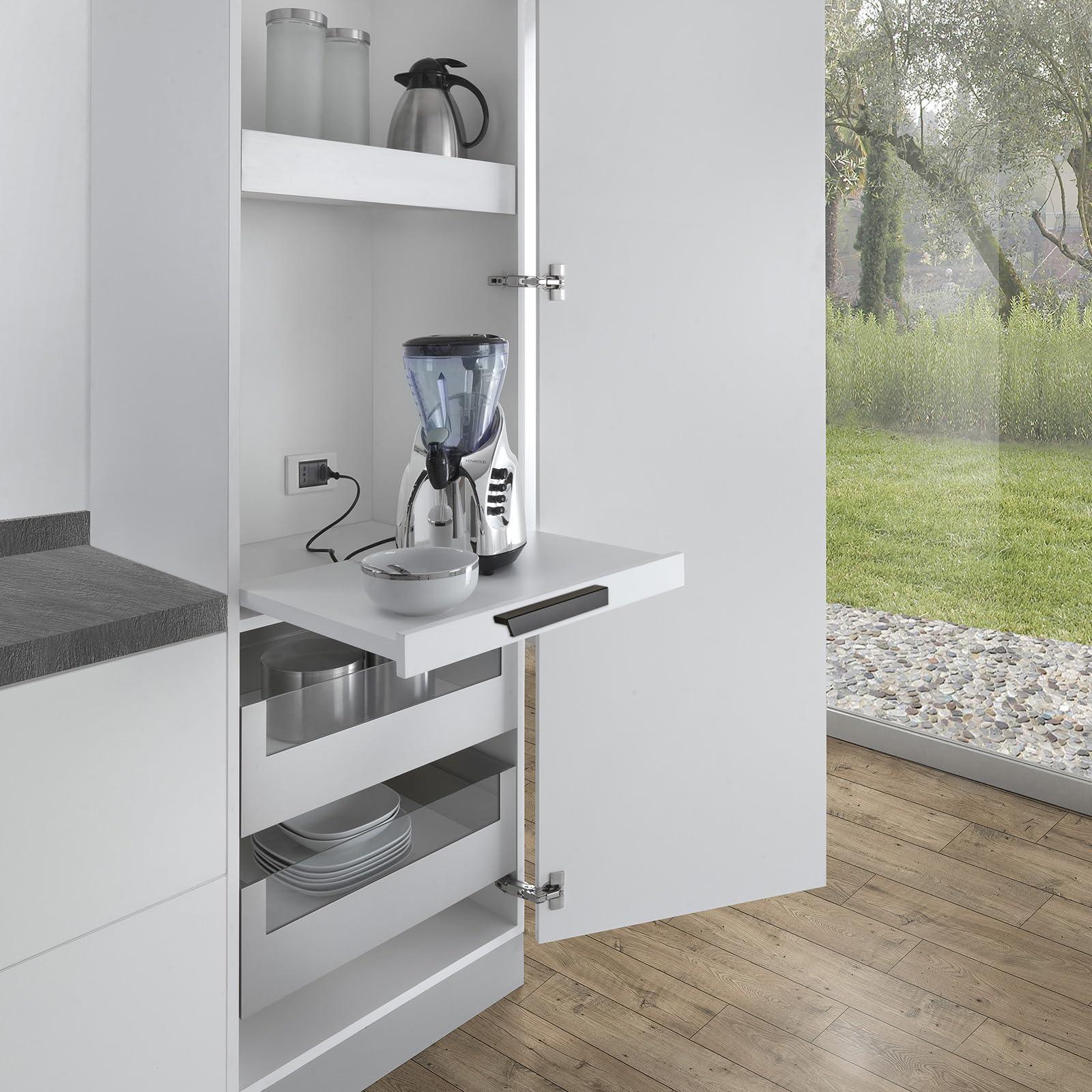 1 coppia di cassettiere Salice PROGRESSA+ SHELF SMOVE, lunghezza 500 mm, portata fino a 50 kg con ammortizzazione soft-close/regolazione 3D, cassetto estraibile