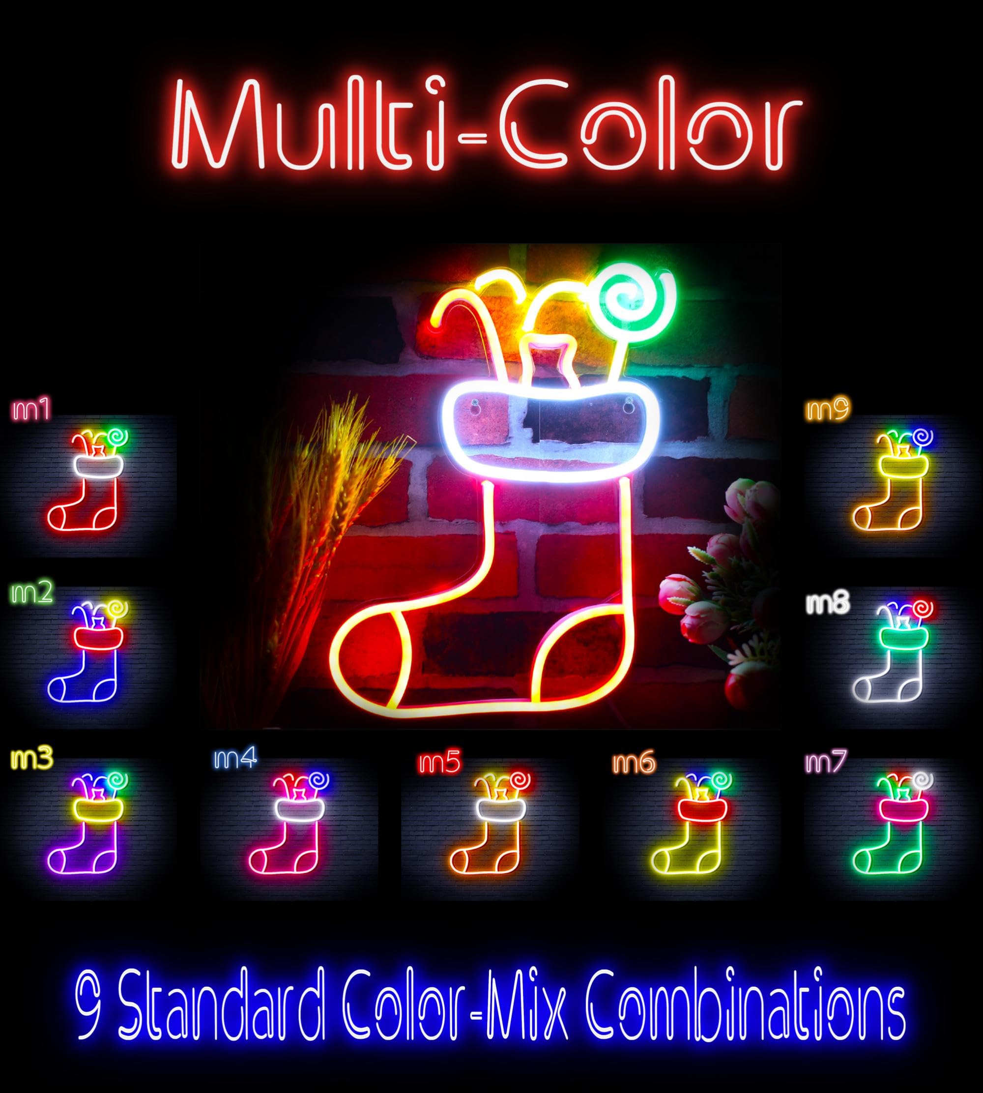 ADVPRO Cartel de neón LED de silicona con sombrero de Navidad con Cndies Flex, multicolor 6, st16s66-fnu0145-m6