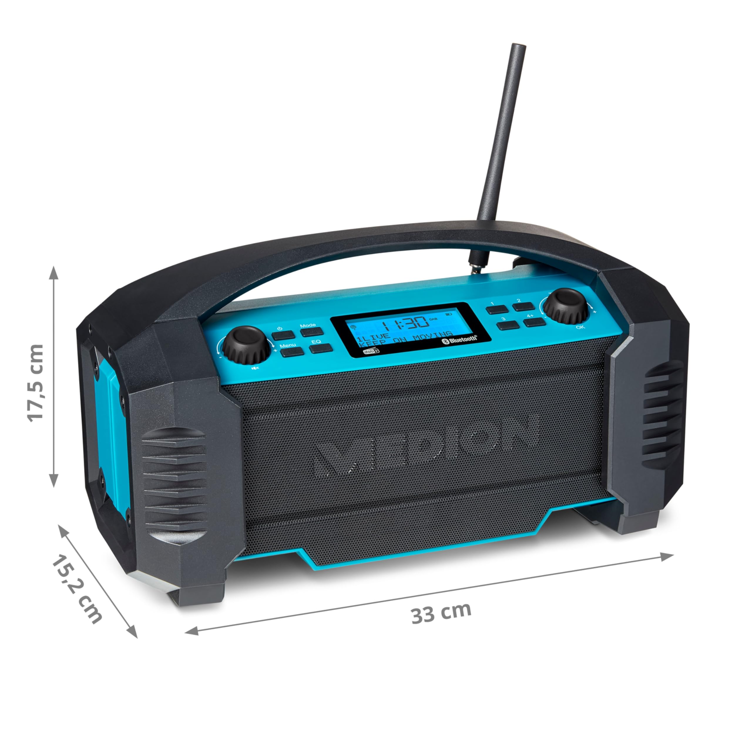 MEDION Radio da cantiere LIFE (E66050), Radio DAB+ e Bluetooth per esterni e interni, Radio portatile e ricaricabile ideale per il campeggio o il giardino e resistente all'acqua