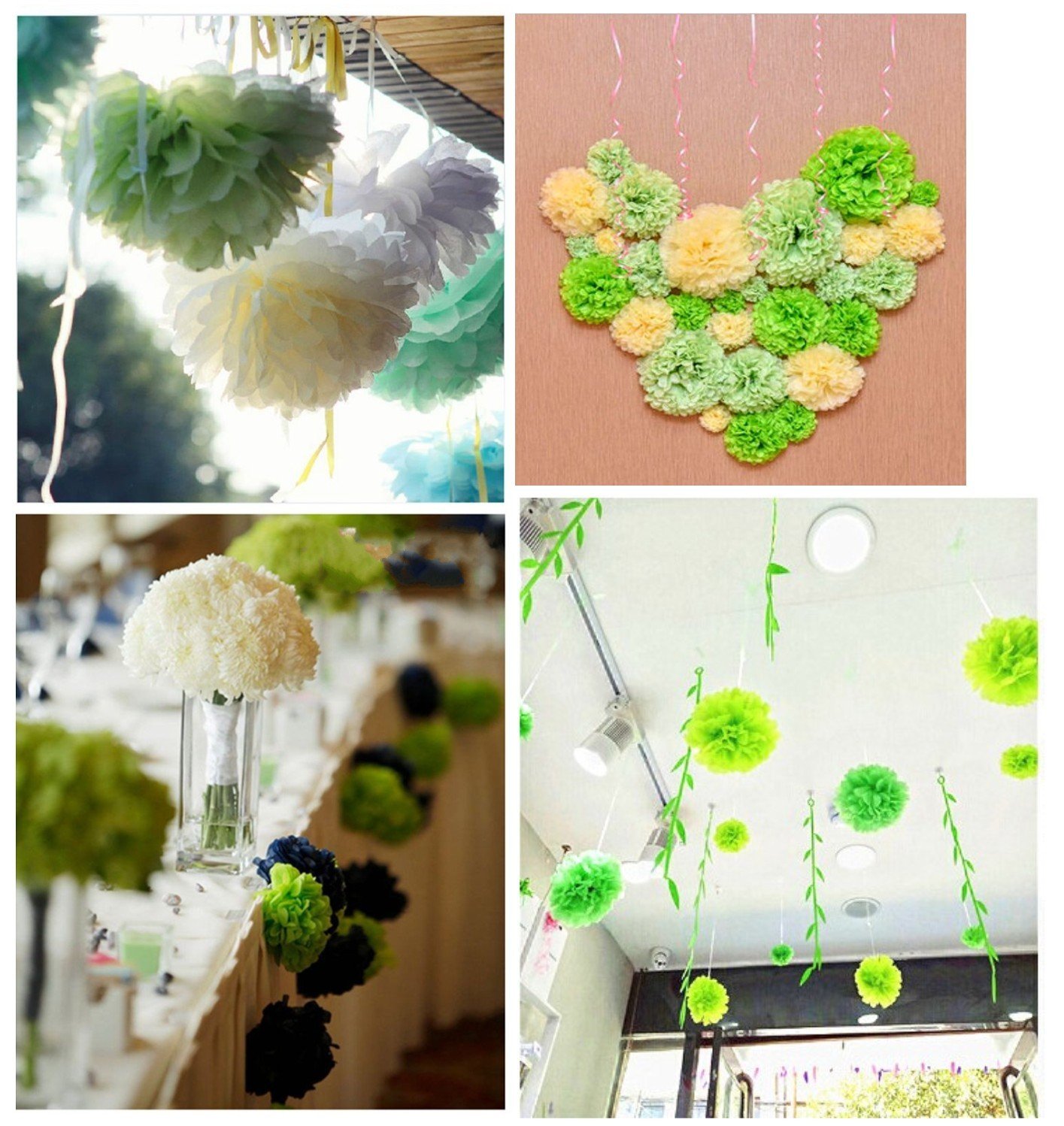 12 Pcs Pon Pon in Carta Velina Color Oro 4 Colori - Pompon in 3 Misure per Feste, Fiori Decorativi - Adatto per Matrimoni e Anniversari