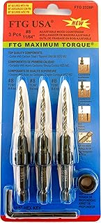Countersink Drill Bit Set 3 Pc #8 (11/64") Countersink Drill Bit, All Same Size Wood Countersink Set, Tapered Countersink Bit, 1 Stop Collar, Hex Wrench, Woodworking Countersink Drill Bits
