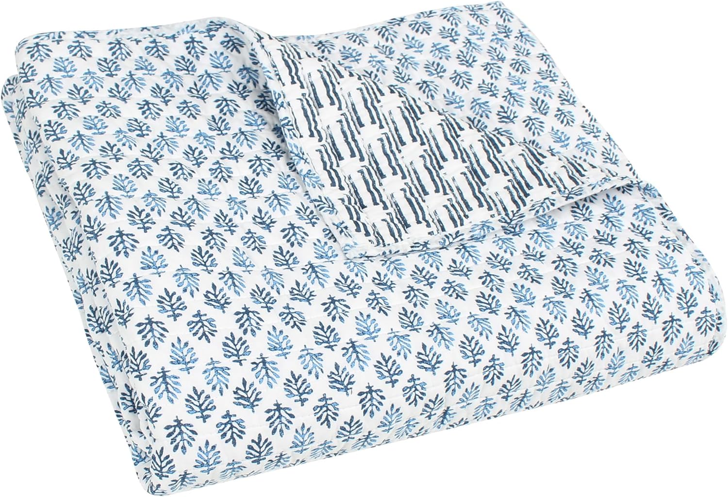 Levtex Home - Aditya - Throw - Medallion - Blue Navy and White - Quilted Throw (50x60in.) - Cotton