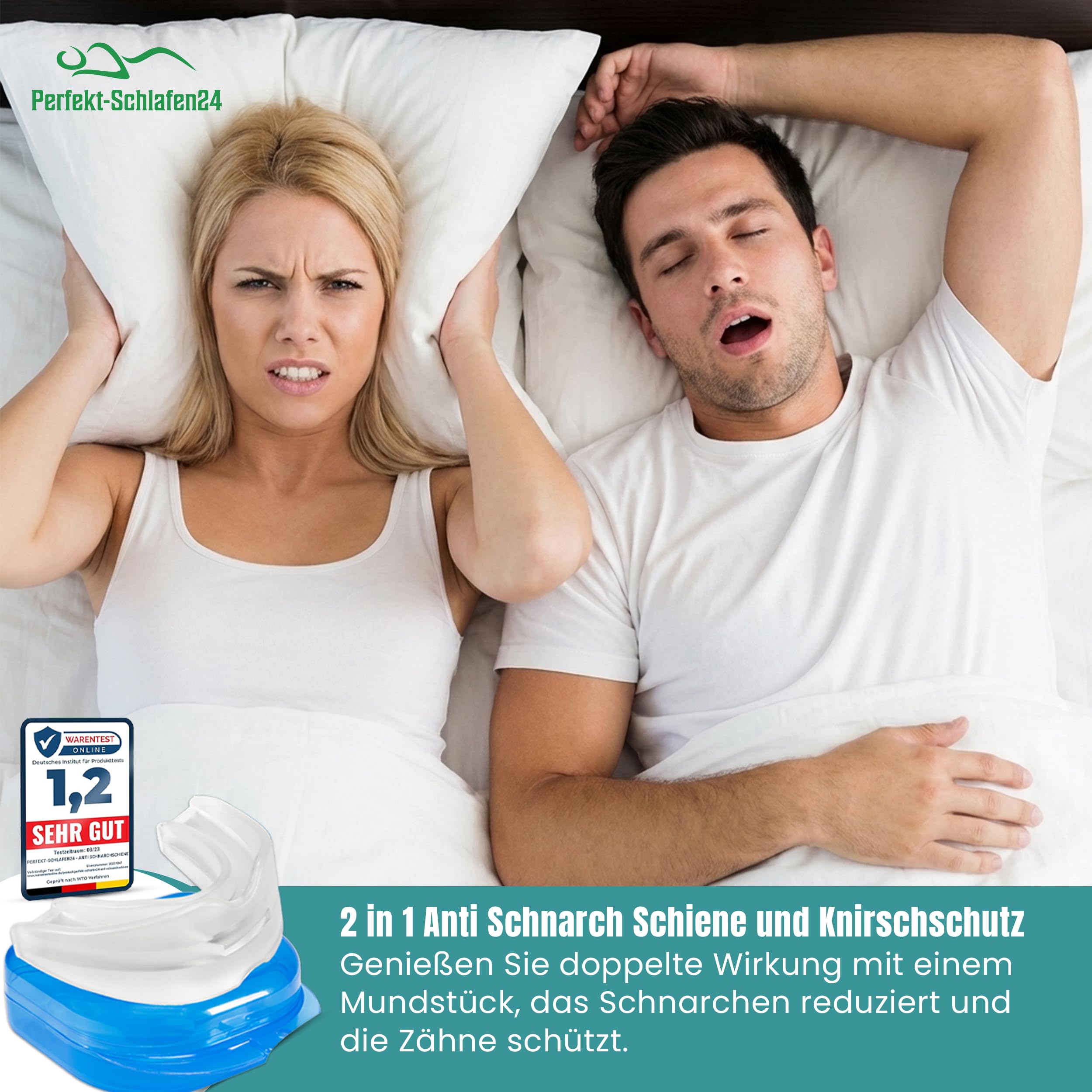 2-in-1 Anti Schnarch Schiene Gerät – Schnarchstopper Knirscherschiene für Nacht | Schnarchschiene Zahnschutz | Schnarchen Stopper Zahnschiene Knirschen | Aufbissschiene für Nacht Gegen Schnarchen