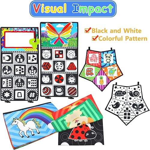 Miniatura 2 de DONGTOIZ 3 piezas de juguetes para bebés de 0 a 3 meses para recién nacidos, espejo de bebé de alto contraste, juguetes Montessori para bebés de 0,