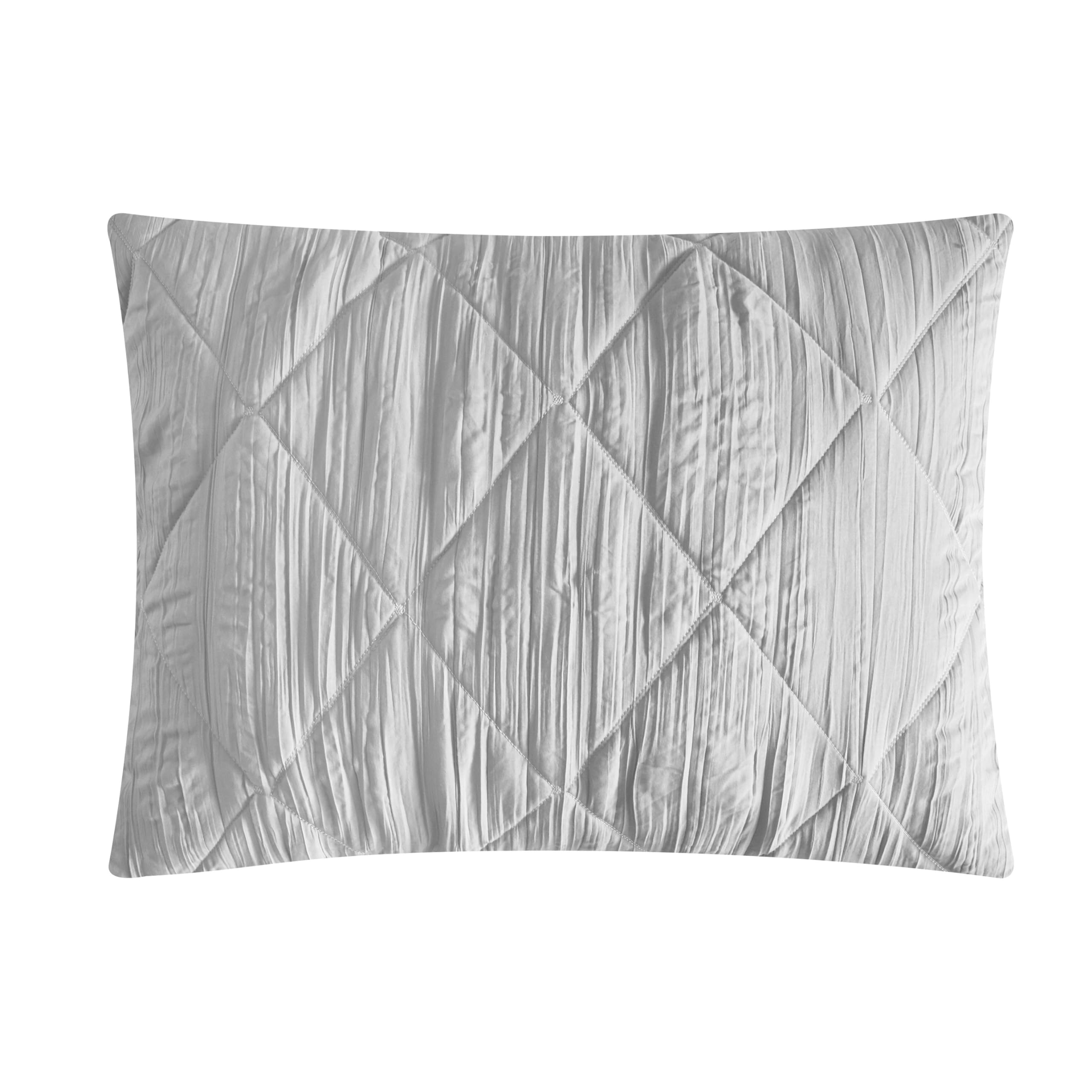 Chic Home Grey Bed in a Bag Comforter Set, Queen Size (5 Pieces), New York & Company Leighton - Crinkle Textured Microfiber Diamond Stitched Bedding - Comforter, Pillow Shams and Decorative Pillows