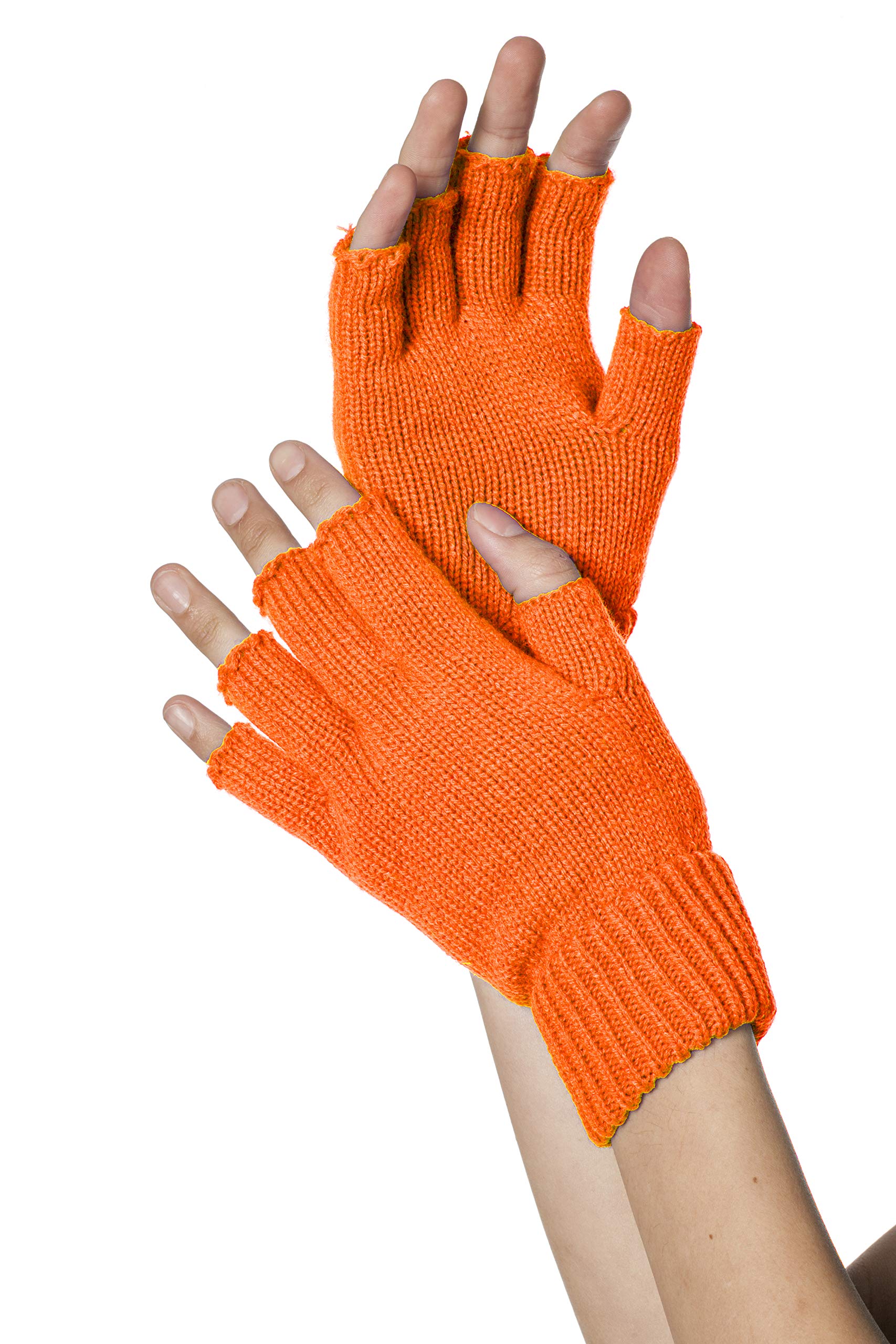Wilbers Karnaval Kostüm Fingerlose Stoffhandschuhe orange, Basic für zahlreiche Styles