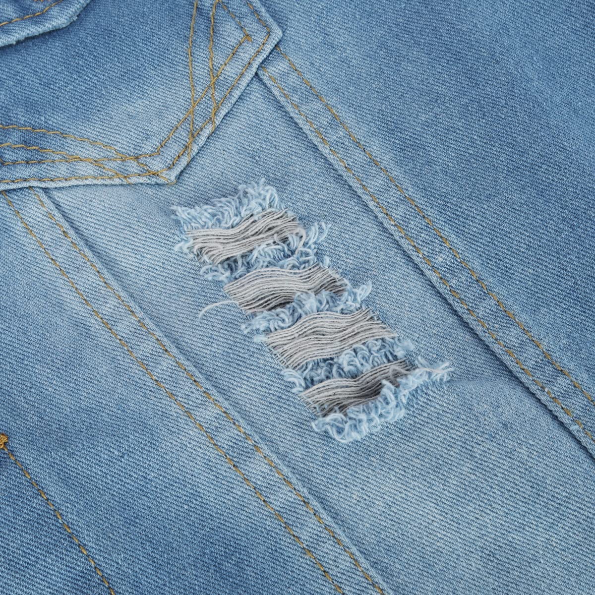 YOUTHUP Gilet Homme en Jeans à Capuche Amovible, Gilet en jeans Vintage déchiré Biker Gilet, Veste en Jean Homme Sans Manches, Gilet Jean Cowboy