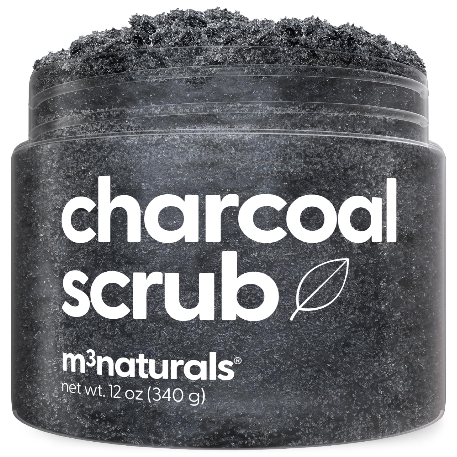 Exfoliating Charcoal Scrub with Collagen & Stem Cells – Salt Scrub for Body Toning, Cellulite, Armpit Detox, and Skin Smoothing for Face, Feet, and Body by M3